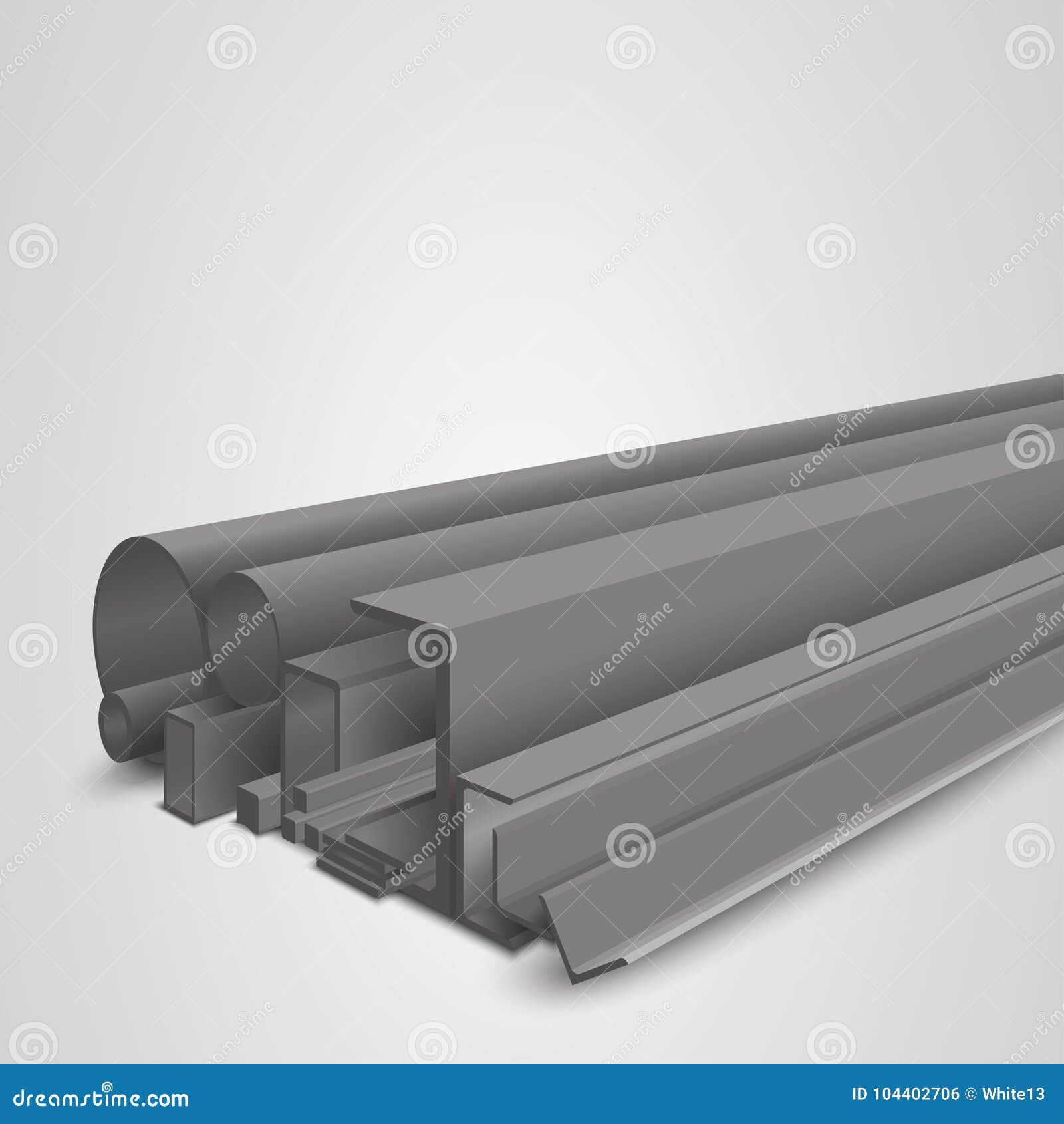 rolled metal products.  on white background