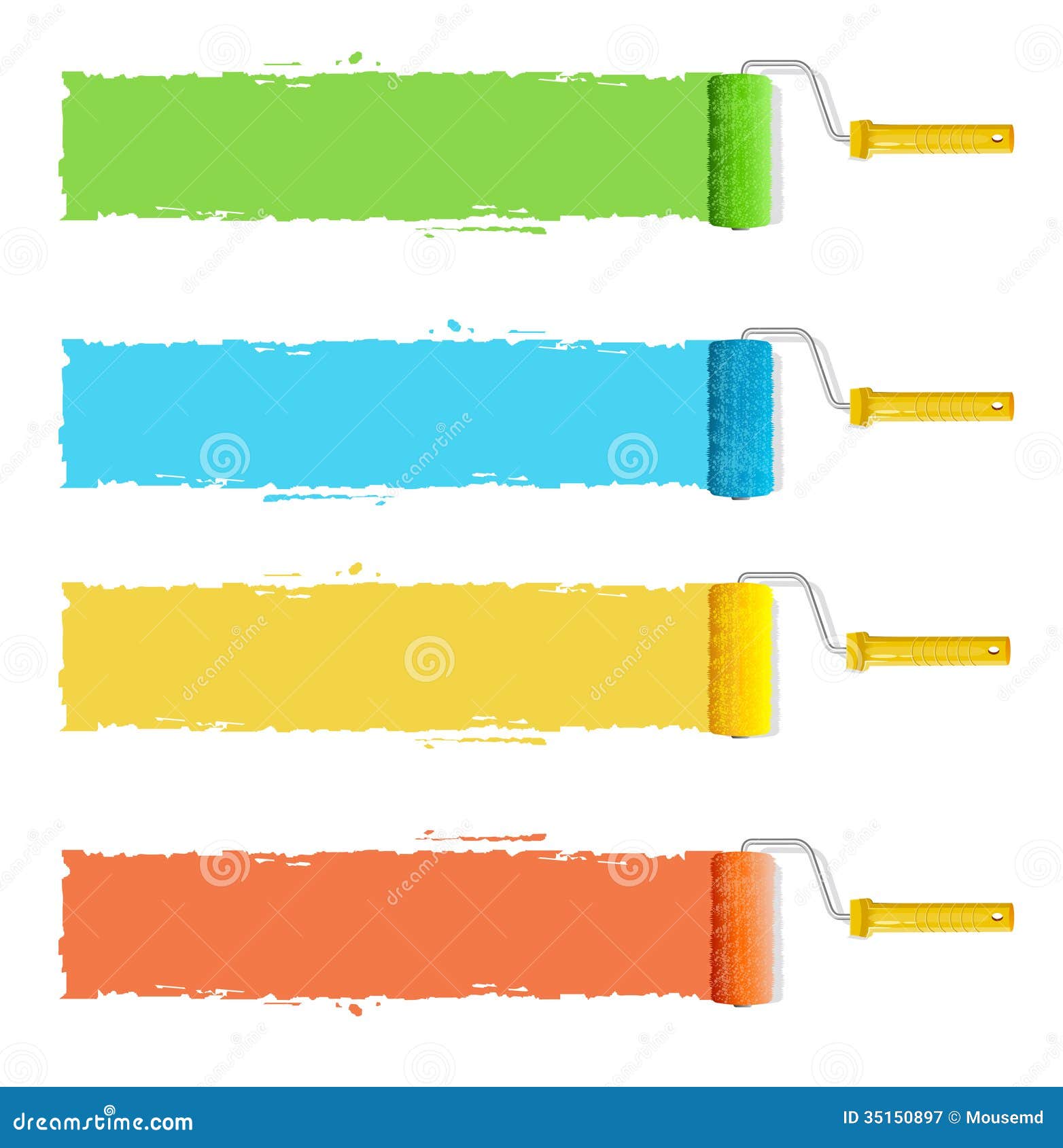 Vector Roller Brushes with Colors Paint for Text Stock Vector
