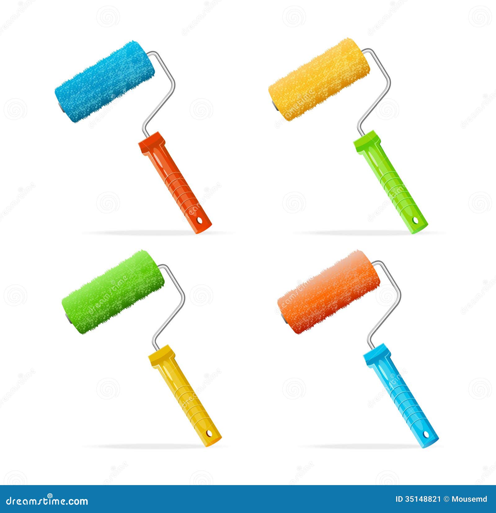 Vector Roller Brushes Set with Colors Paint Stock Vector Illustration