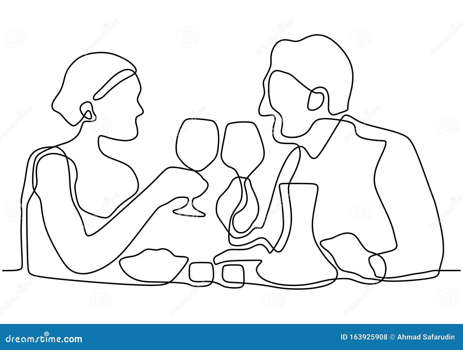 Premium Vector  Continuous line drawing potrait of a romantic dinner  couple vector illustration premium vector