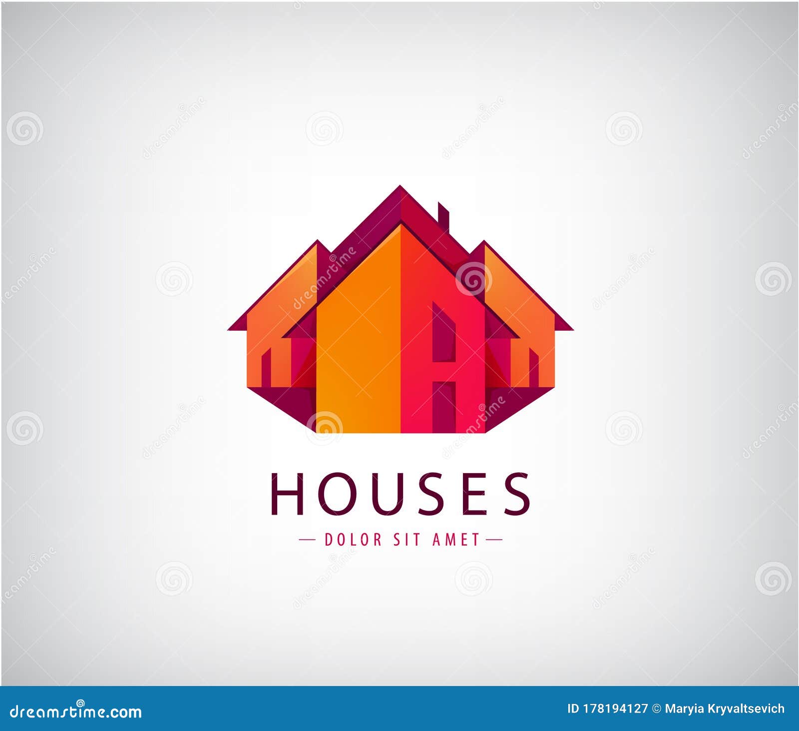 Vector Roof Logos, House Building, Real Estate Icon. Colorful Geometric