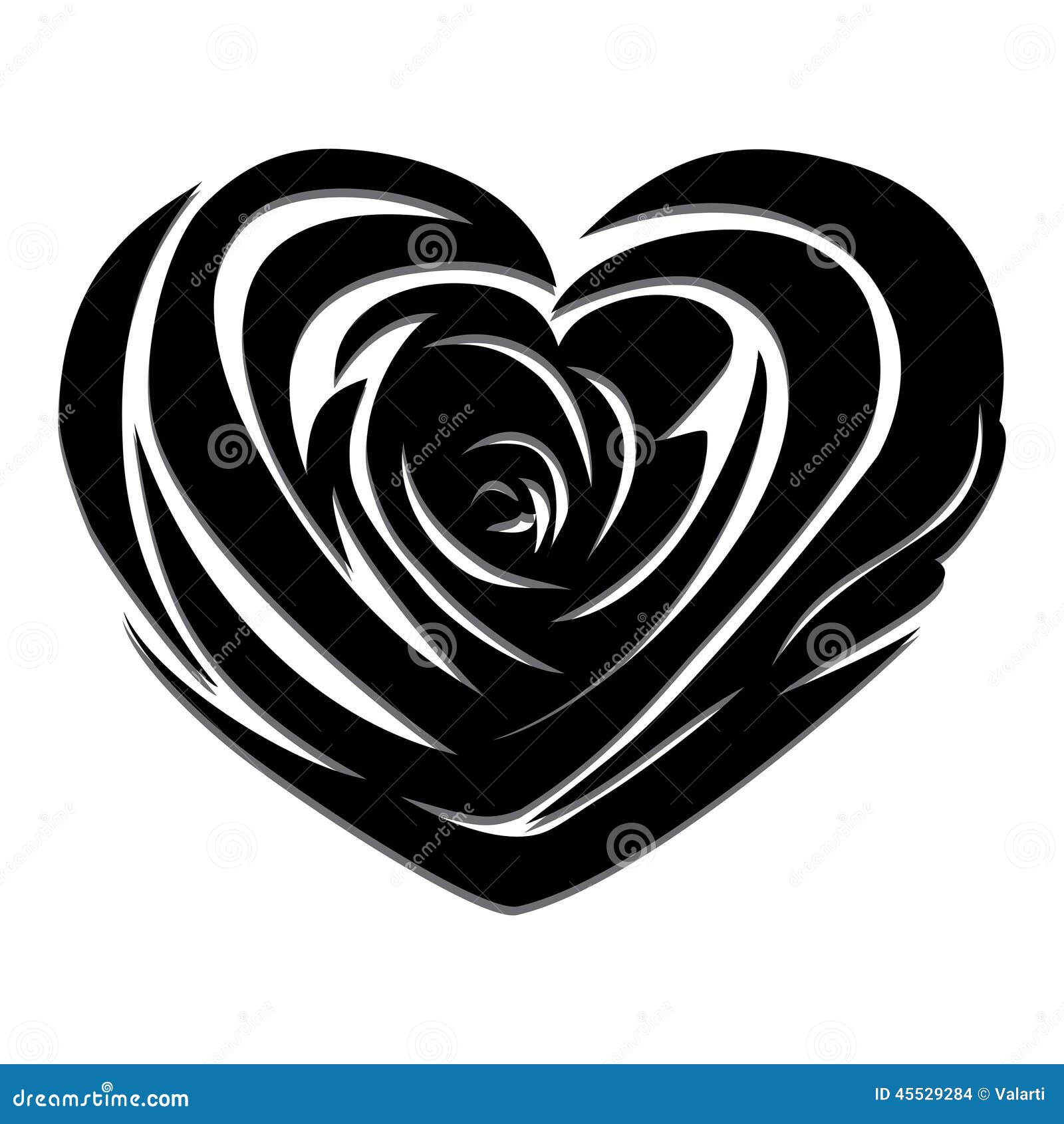 Vector rose heart stock vector. Illustration of draw ...