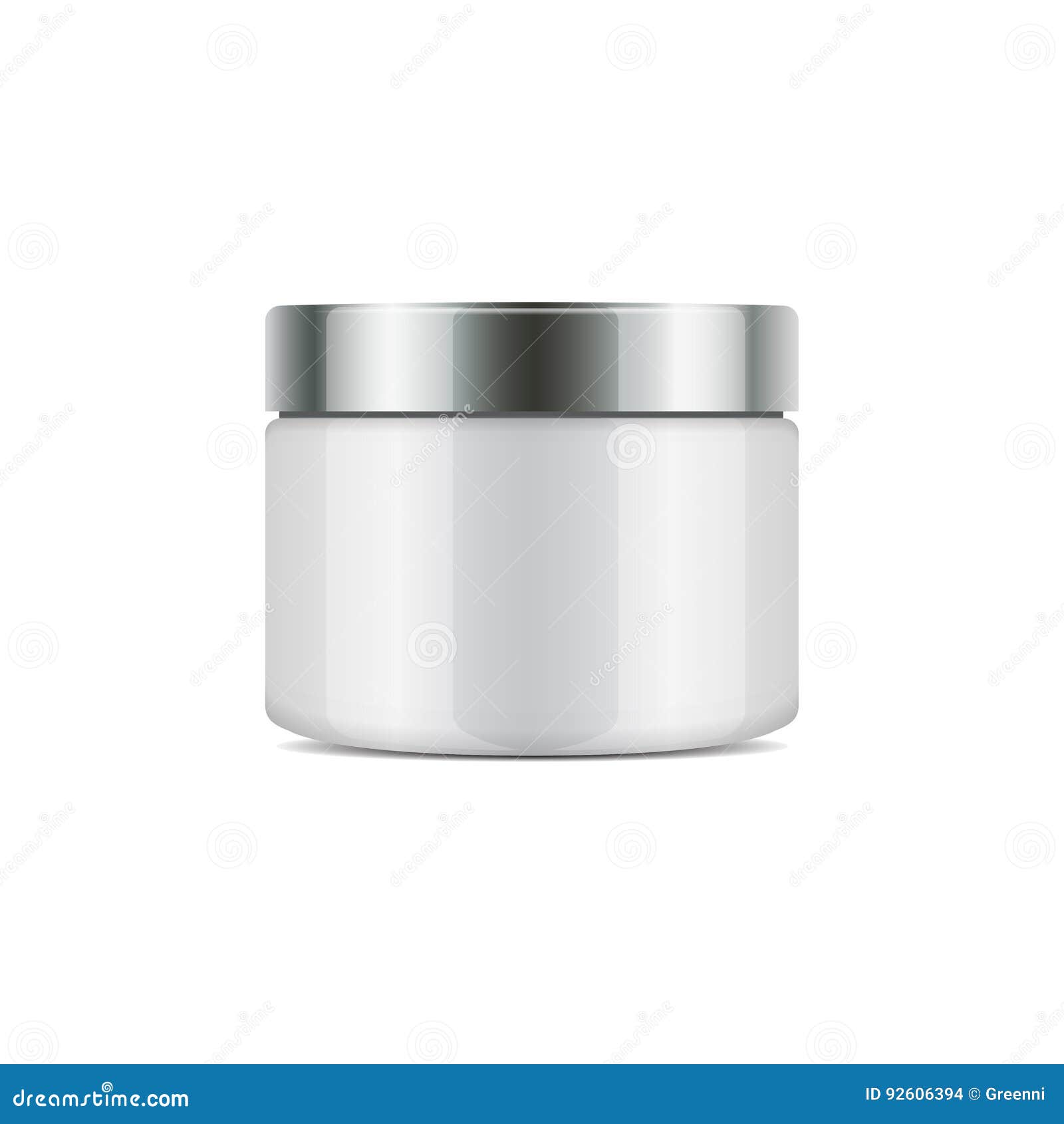 Download Vector Round Plastic Jar With Silver Cup For Cosmetics. Mockup Template Stock Vector ...