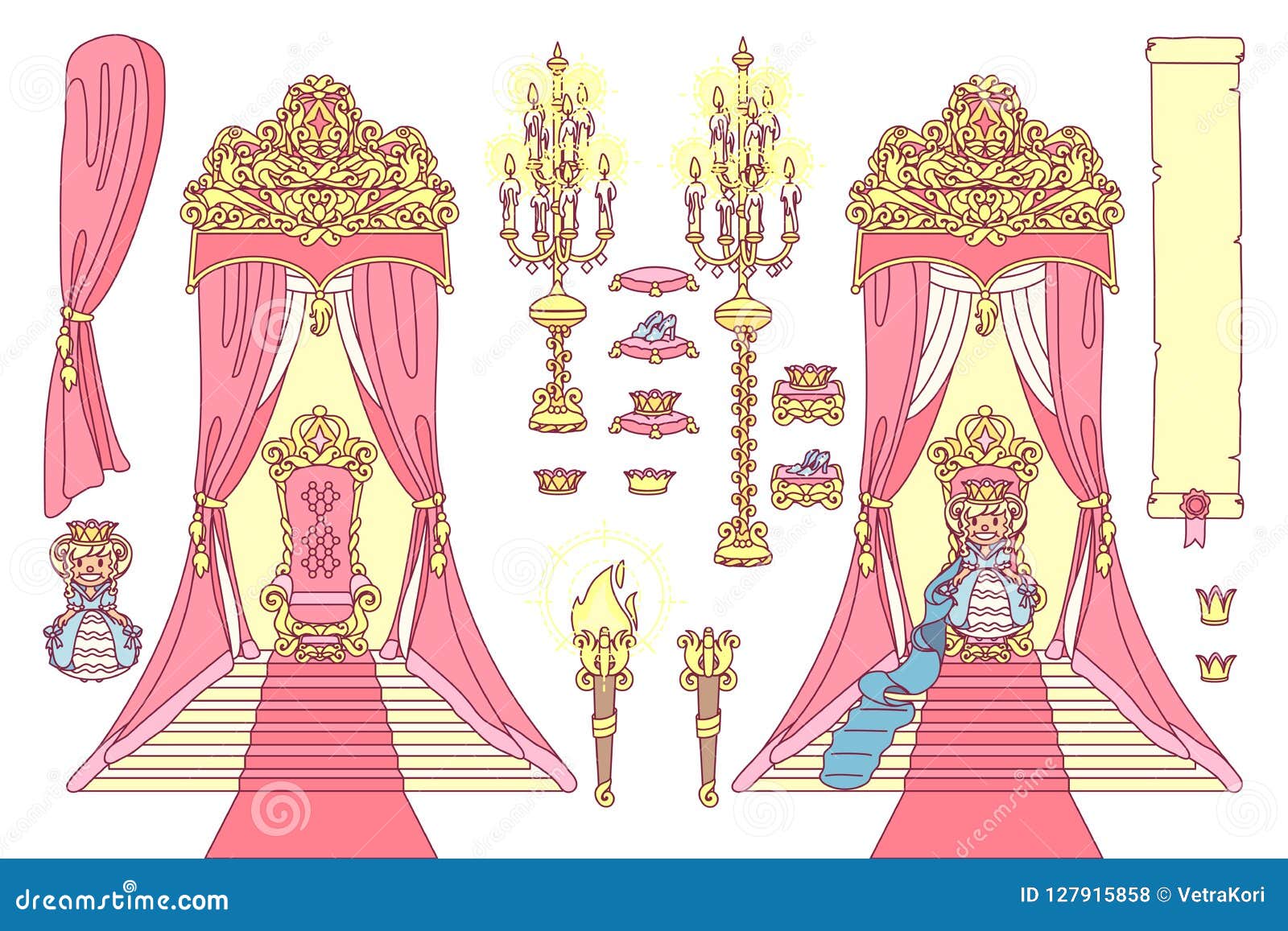 Vector Royal Chair, Princess Throne Stock Vector ...