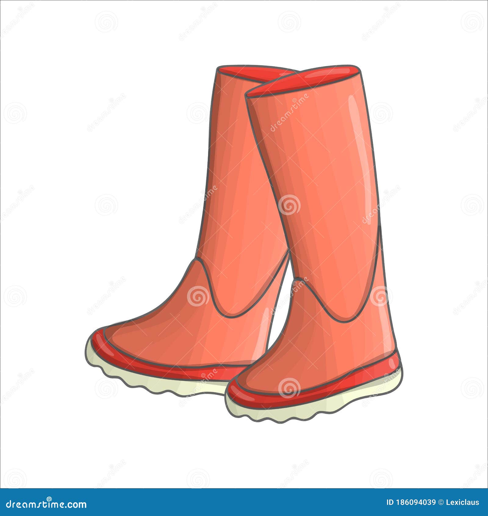 Vector Rubber Boots Illustration. Stock Vector - Illustration of pour ...