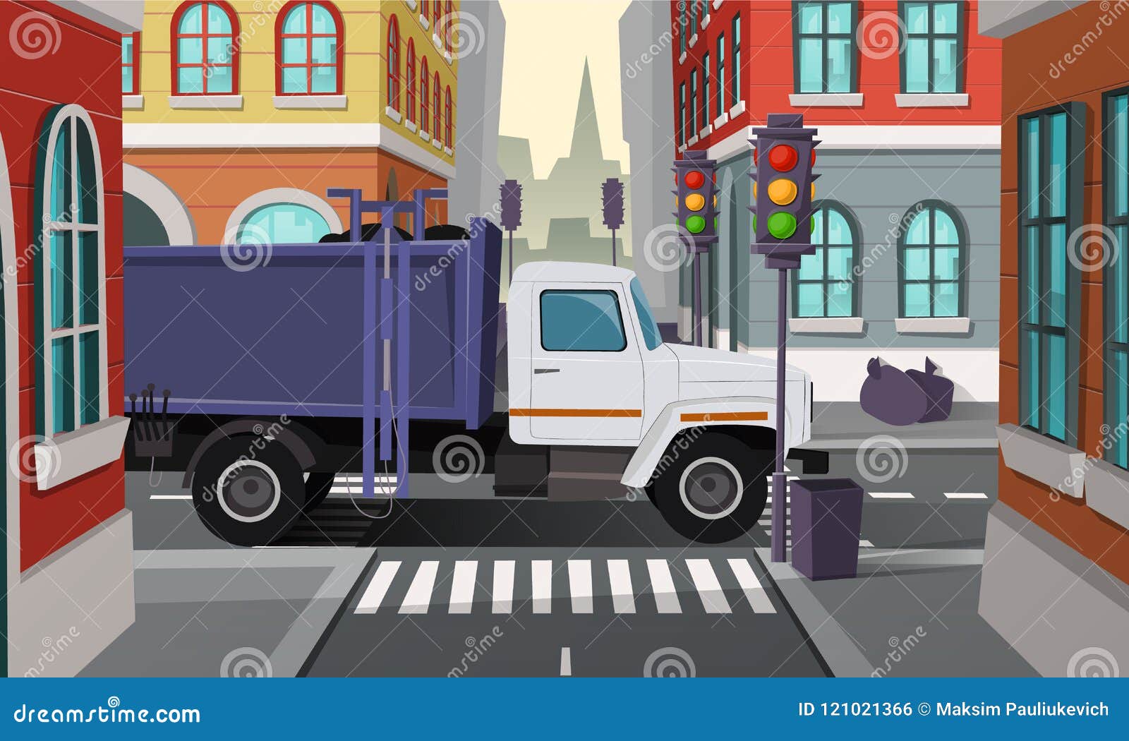  rubbish truck on crossroad, municipal service