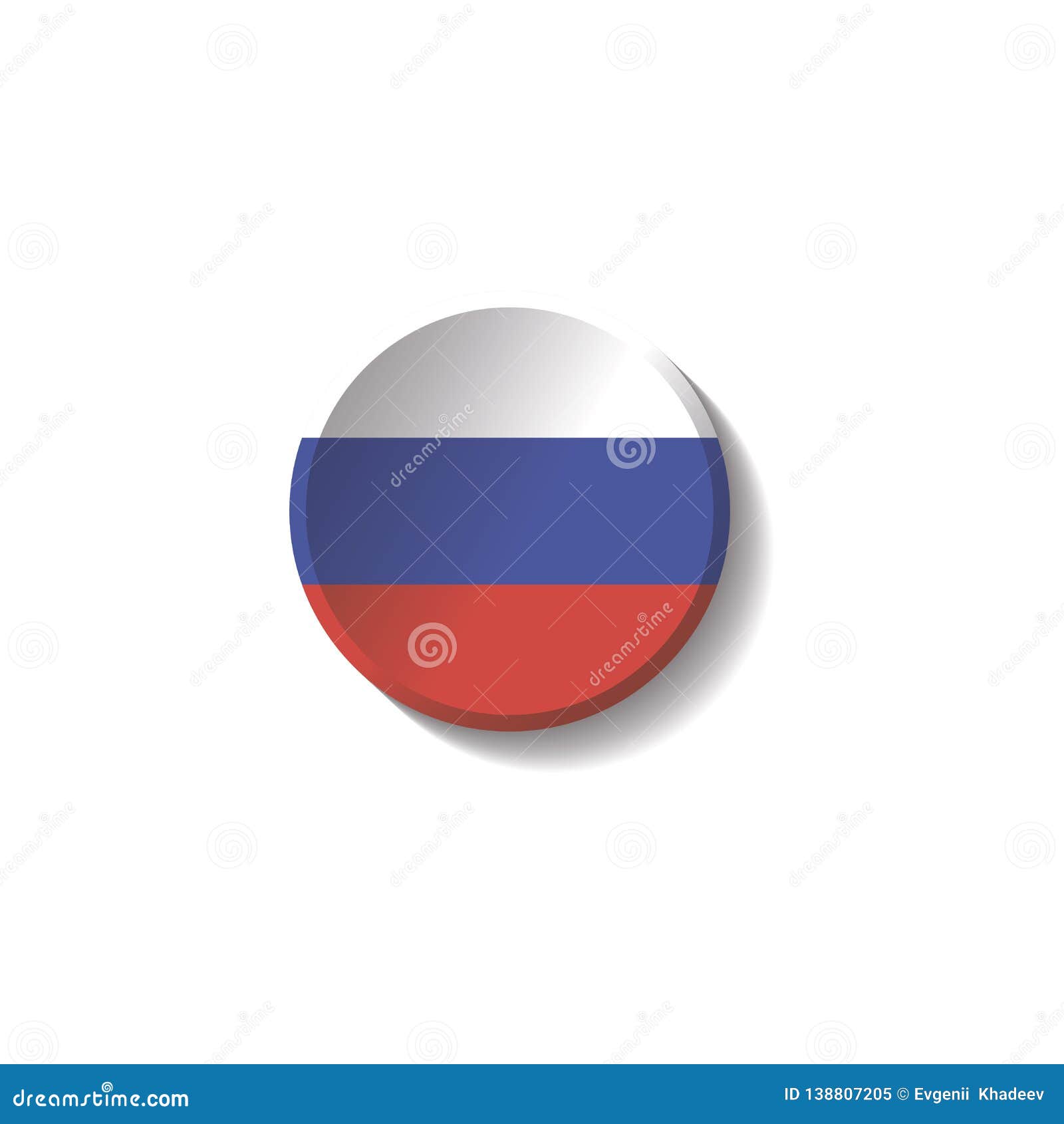 Vector Russia Flag Paper Circle Shadow Button Stock Illustration