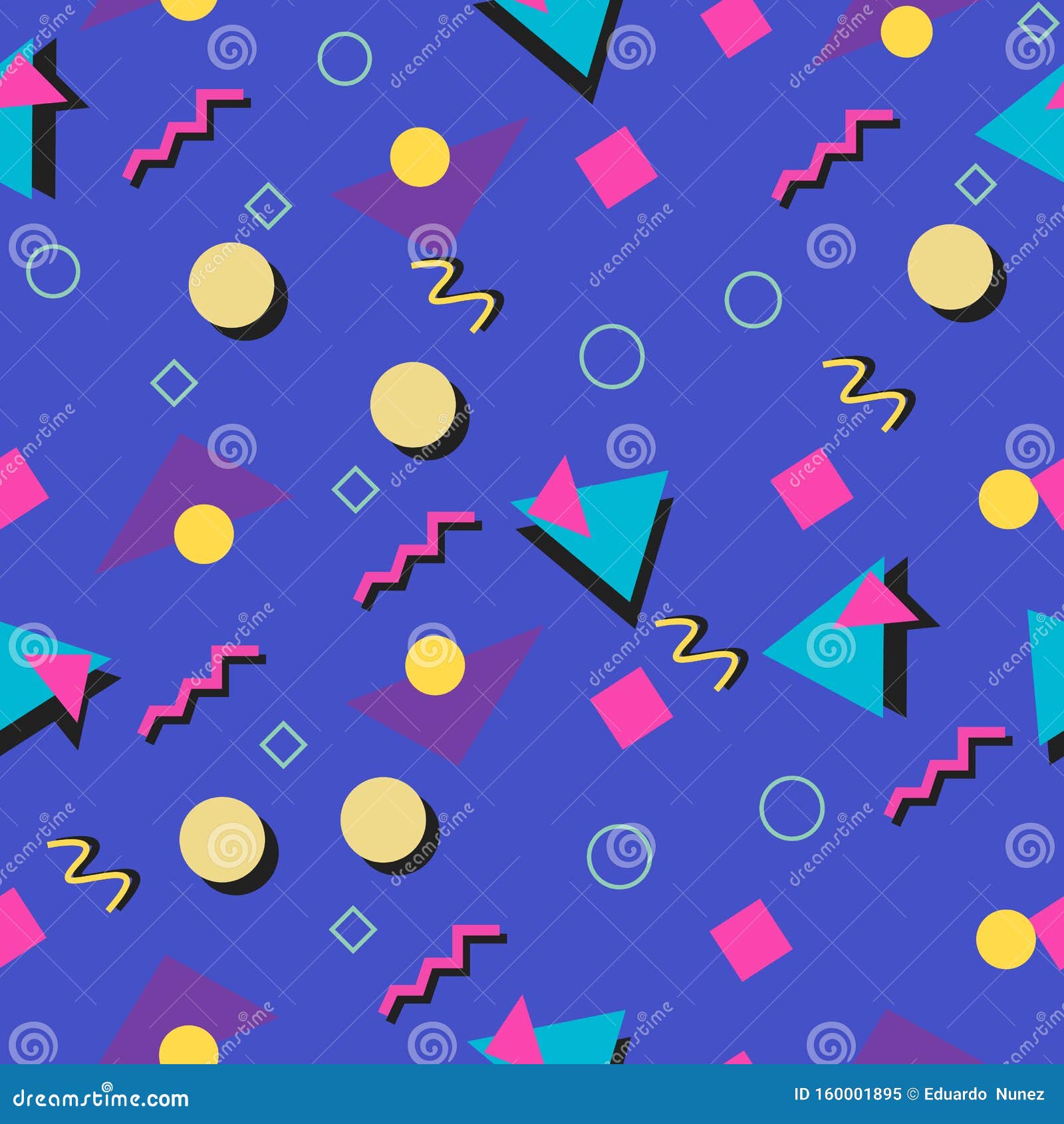Vector 90s Style Seamless Pattern Background Stock Vector - Illustration of  nineties, style: 160001895