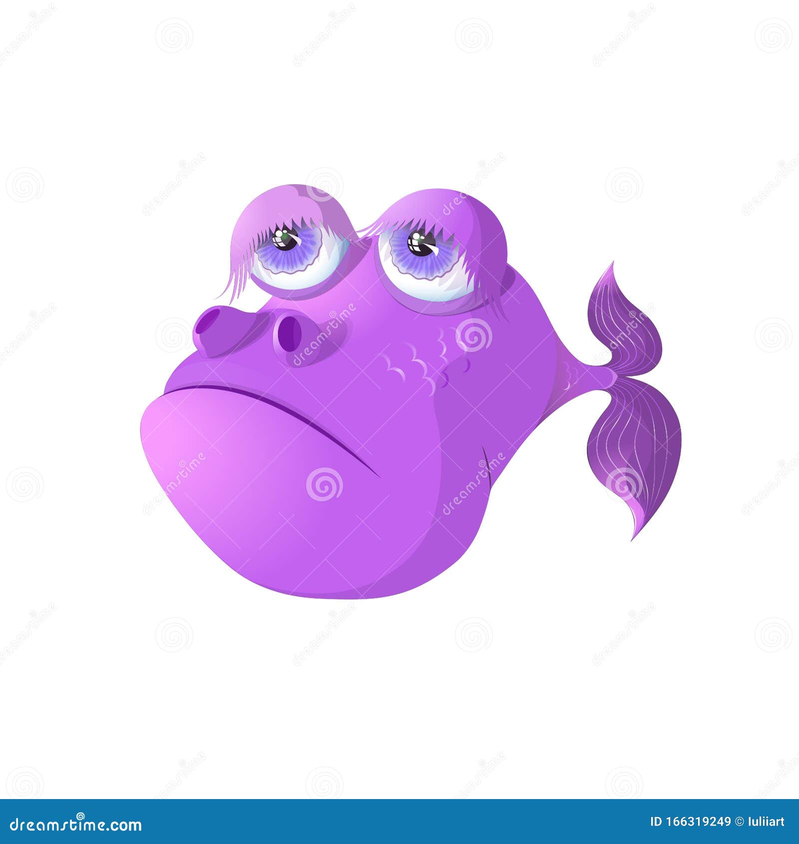 Vector Sad Cartoon Alien Pink Fish Character Isolated on White Background  Stock Vector - Illustration of fantasy, fiction: 166319249