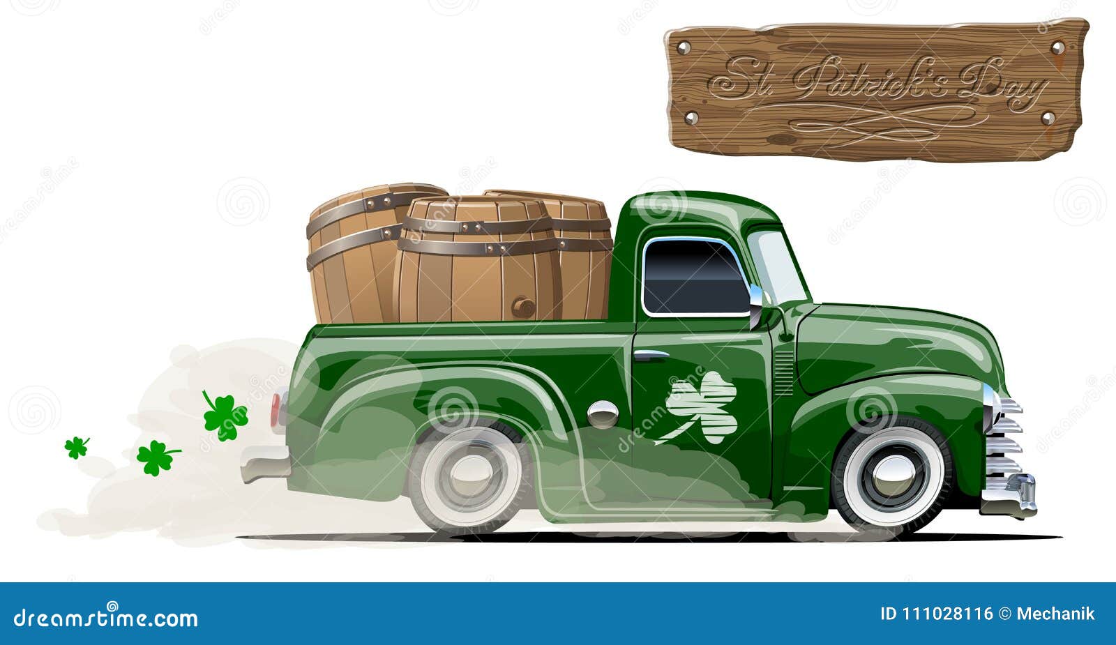  saint patrick`s retro cartoon beer pick-up