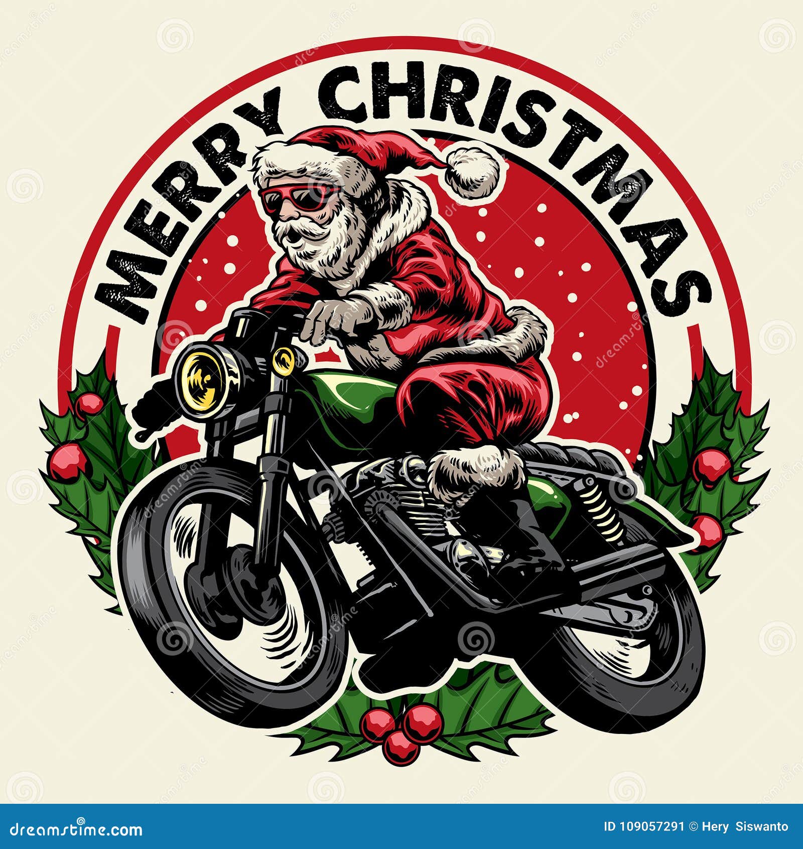 santa claus riding motorcycle badge