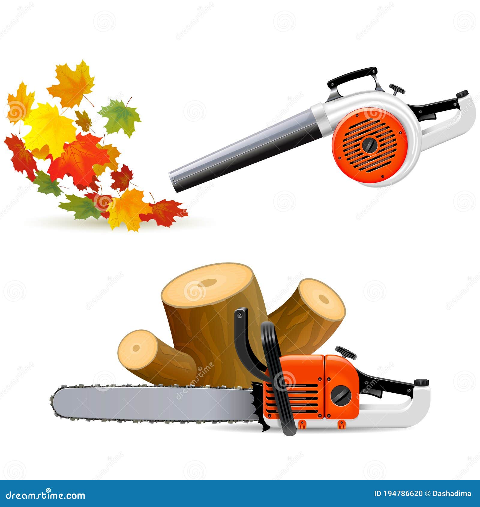  sawing down trees and sweeping leaves