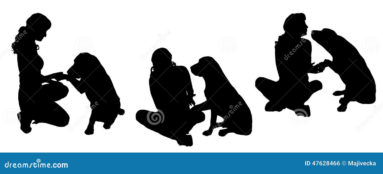 Vector Schattenbild Einer Frau Mit Einem Hund Vektor Abbildung