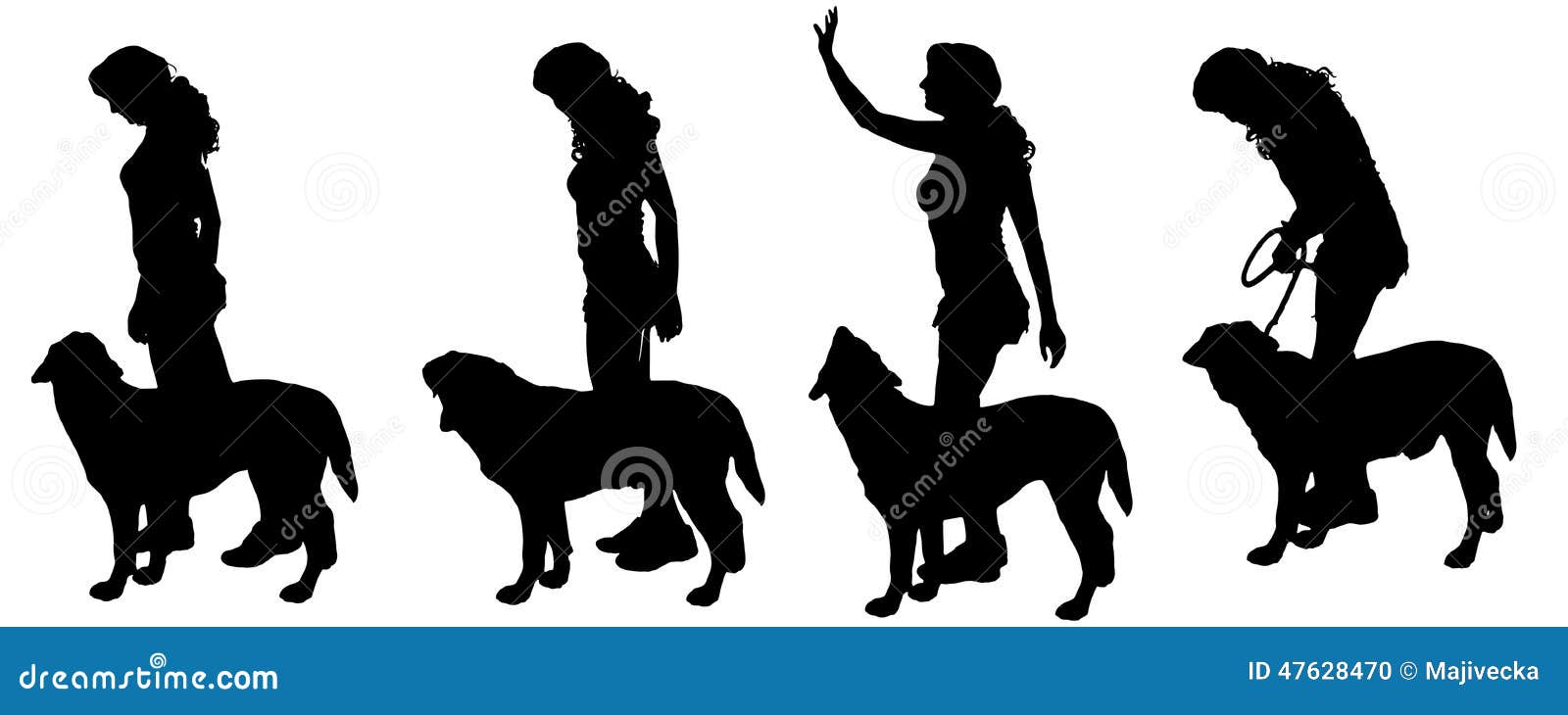 Vector Schattenbild Einer Frau Mit Einem Hund Vektor Abbildung