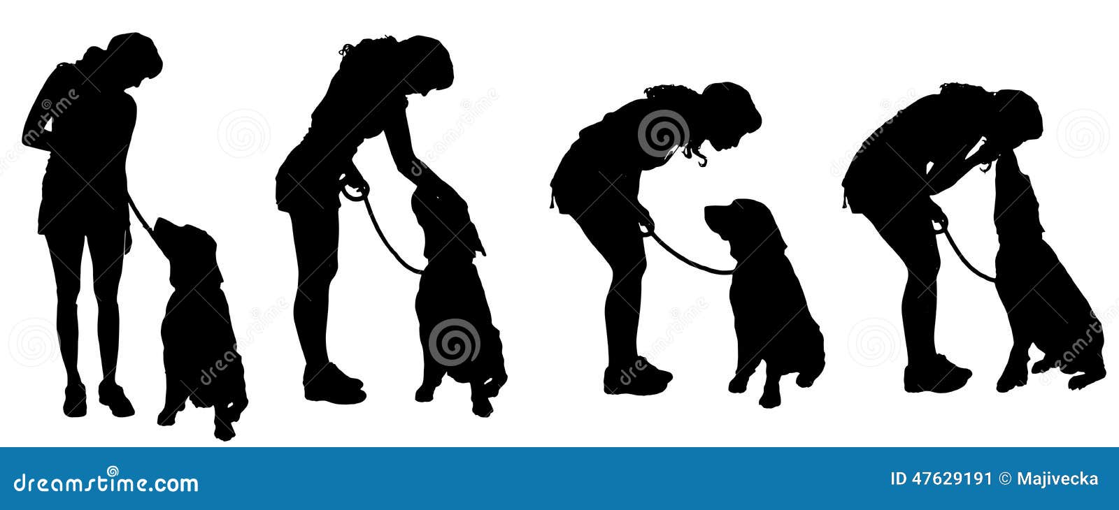 Vector Schattenbild Einer Frau Mit Einem Hund Vektor Abbildung