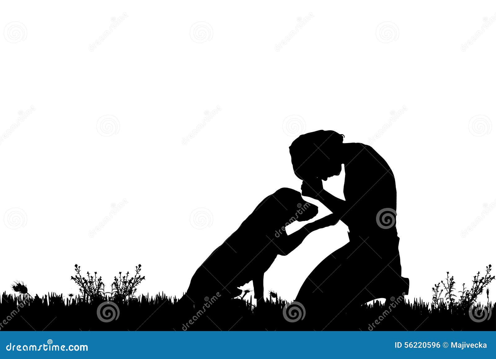 Vector Schattenbild Einer Frau Mit Einem Hund Vektor Abbildung