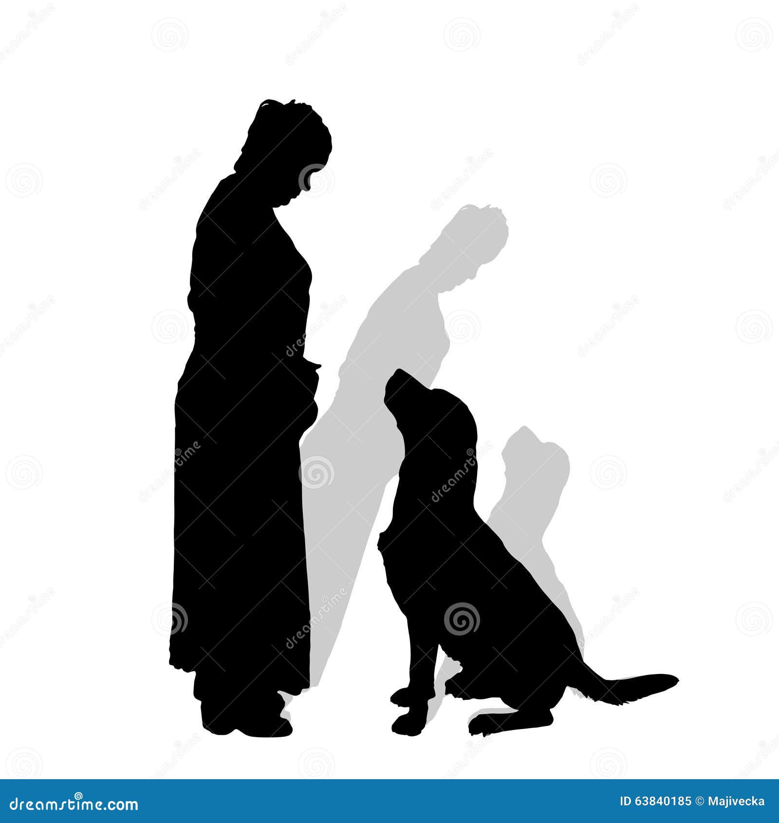 Vector Schattenbild Einer Frau Mit Einem Hund Vektor Abbildung