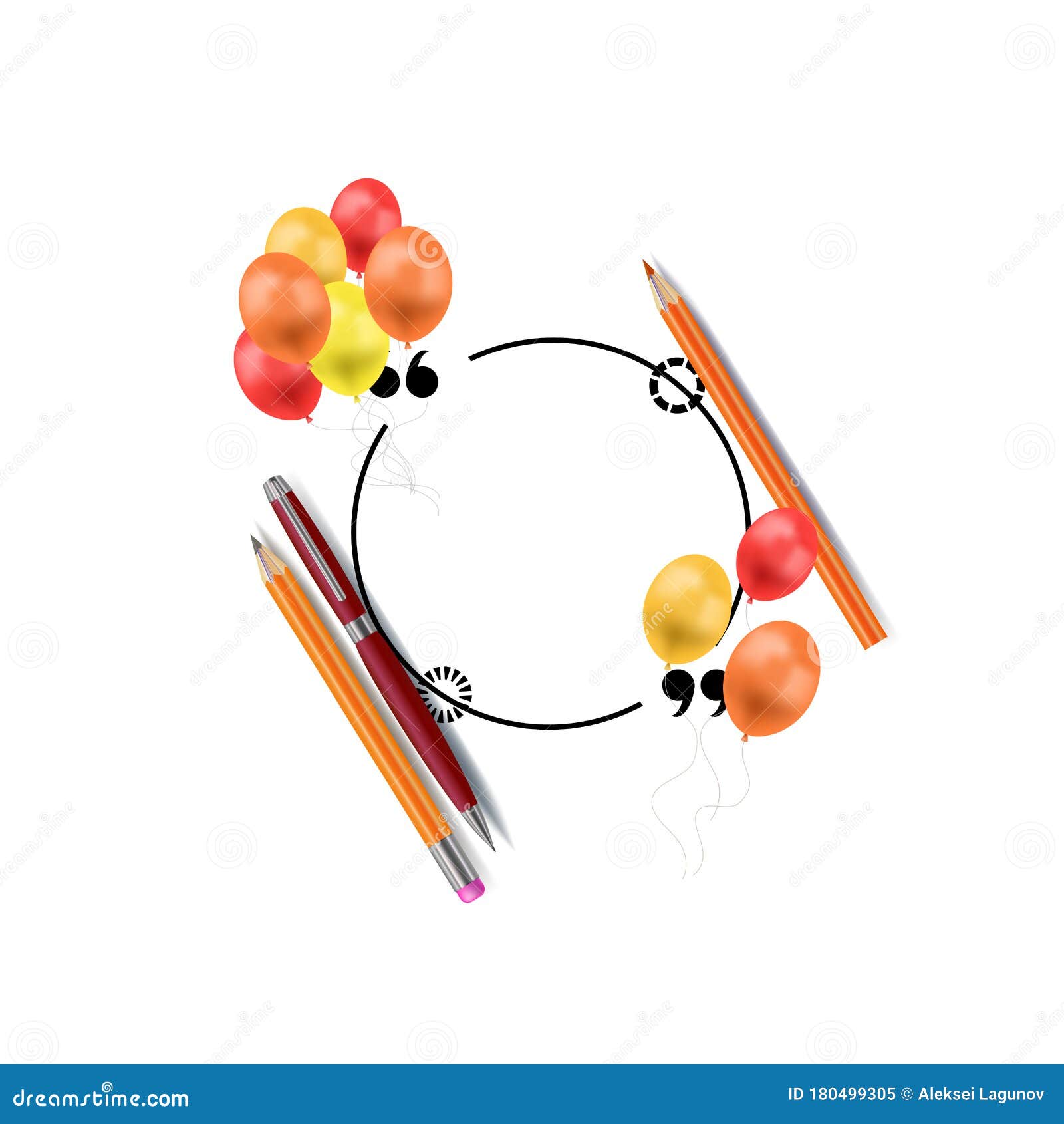 Download Vector School Frame Template, Blank Circle Frame With Pen ...