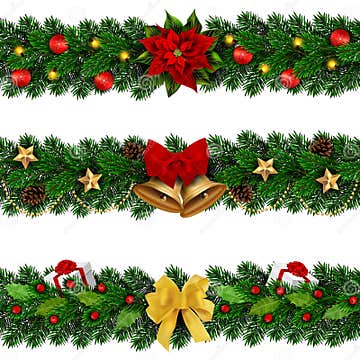 Vector Seamless Christmas Decorated Garlands Stock Vector ...
