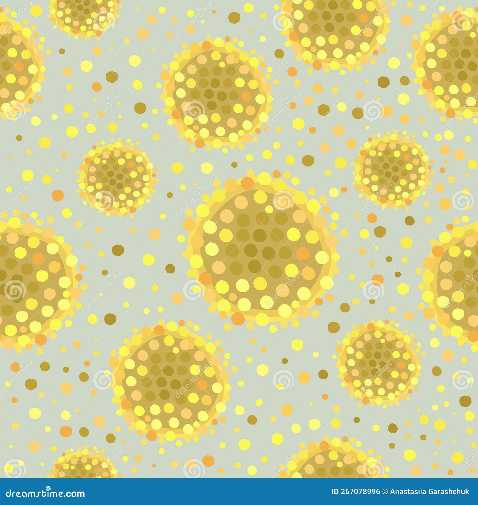  seamless abstract pattern. yellow circles on light greem background.
