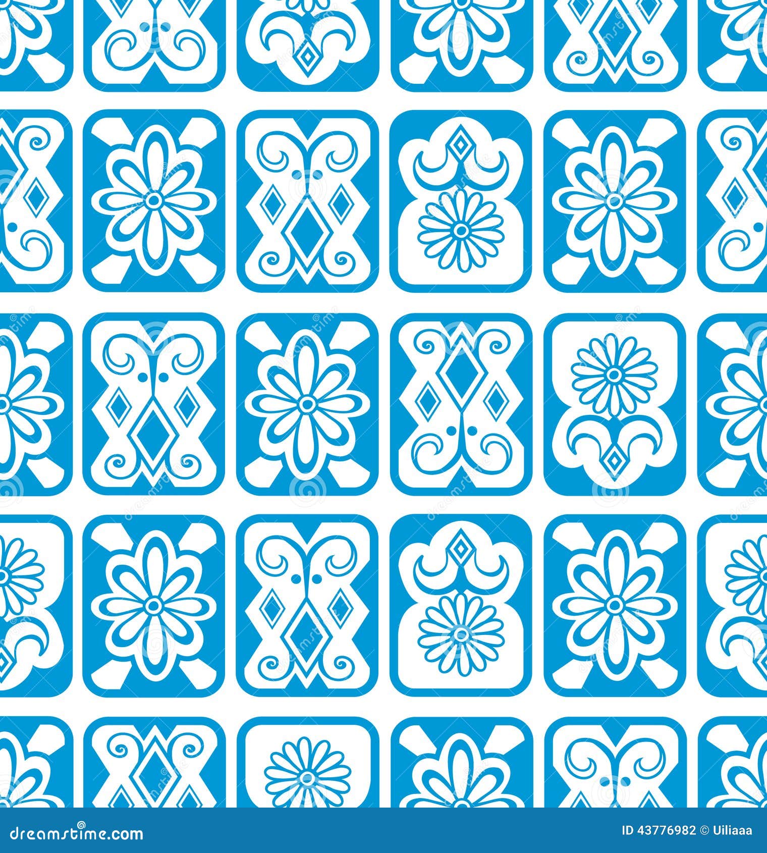 Vector Seamless Background. Blue Tiles Stock Illustration