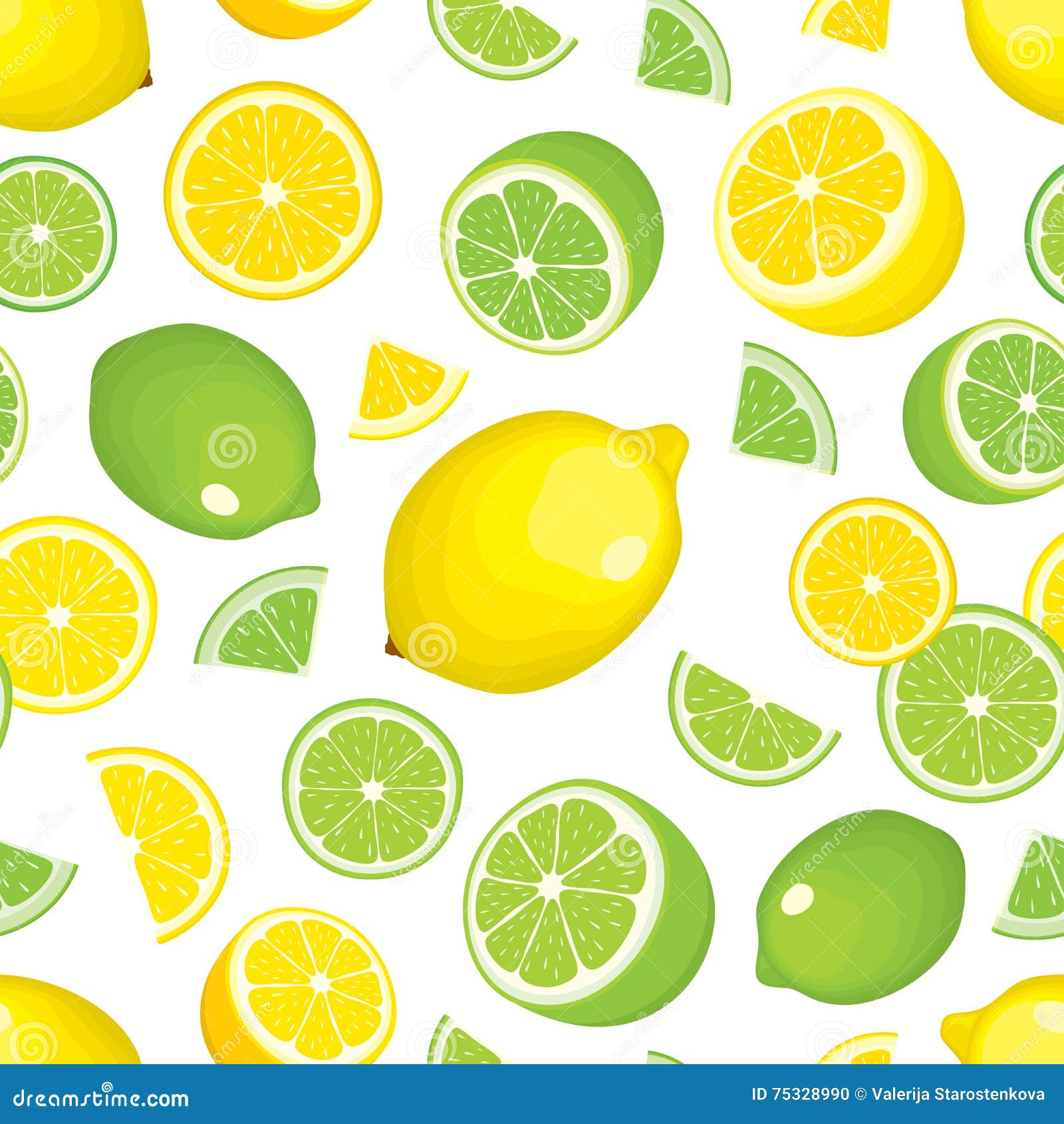 Vector Seamless Background of Citrus Products - Lemon and Lime on White ...