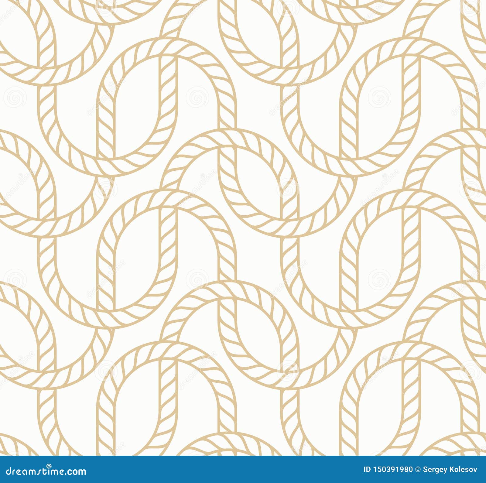  seamless background with marine rope. nautic pattern white and gold