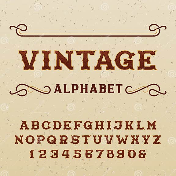 Vector Seamless Background with Outline Style LabelVintage Alphabet ...