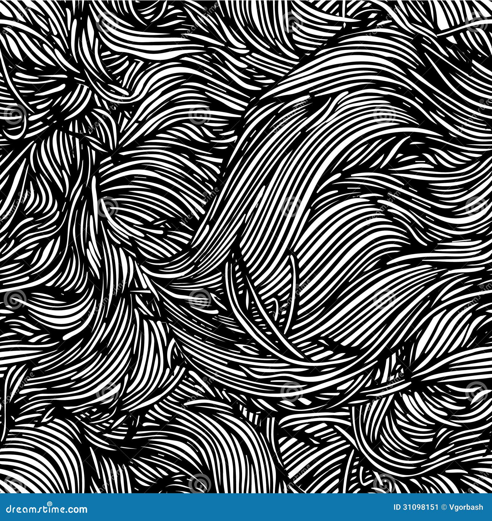 Vector Seamless Black And White Abstract Hand-drawn Pattern With Stock 