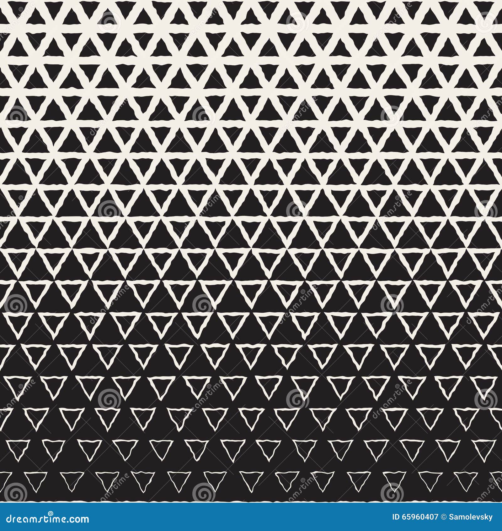 Vector Seamless Black and White Hand Painted Line Geometric Triangles