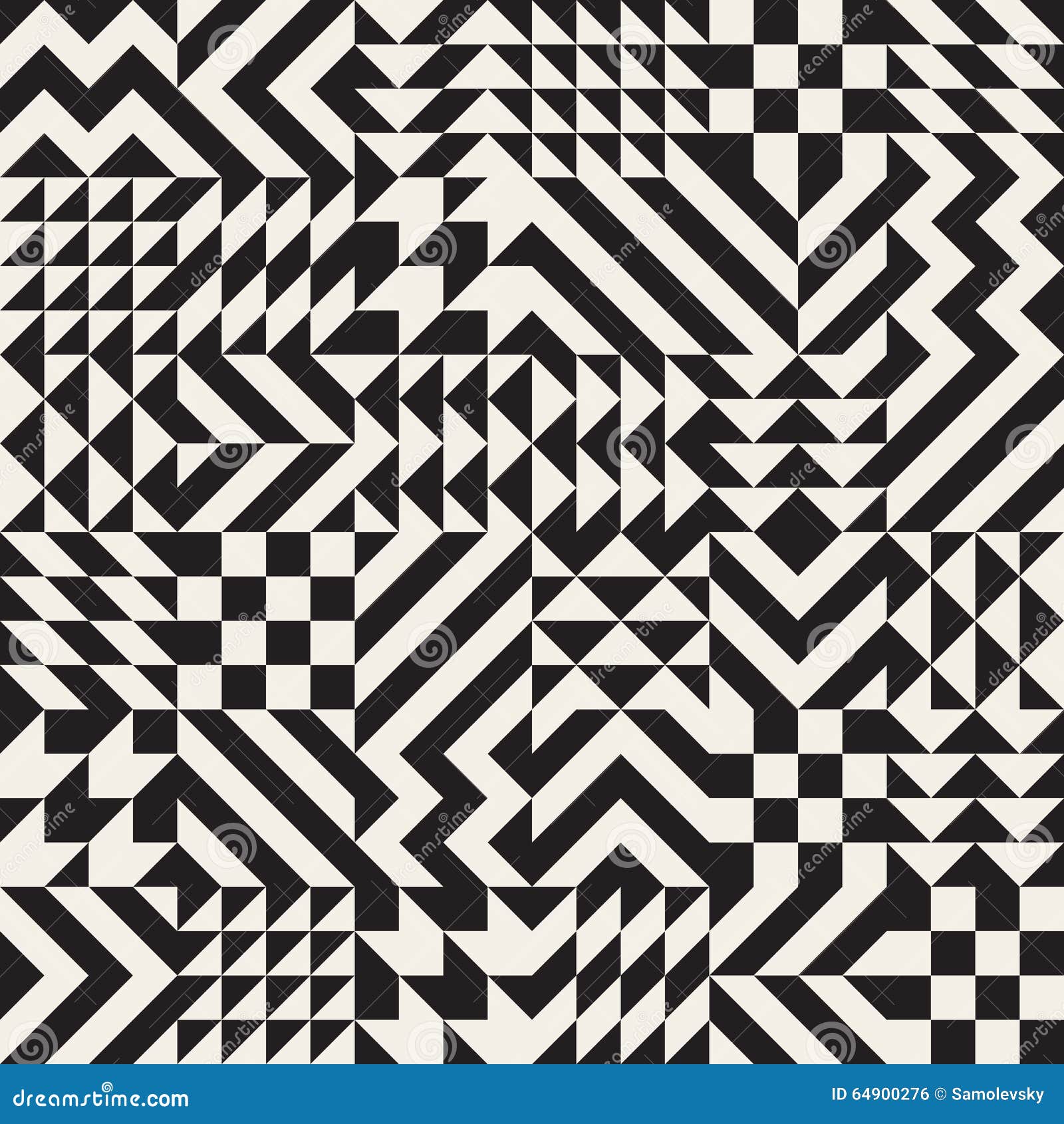  seamless black and white irregular geometric triangle rhombus blocks pattern