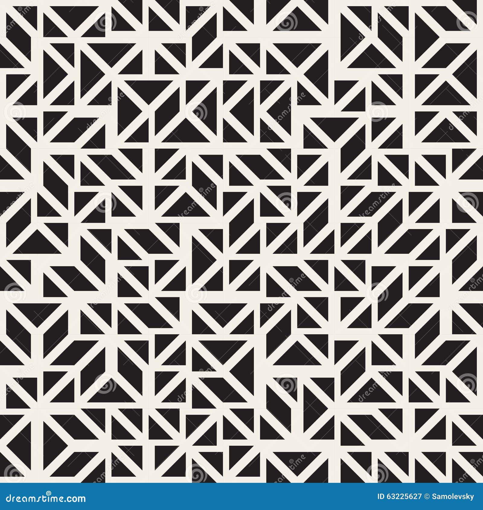  seamless black and white triangle parallelogram blocks irregular line grig pattern