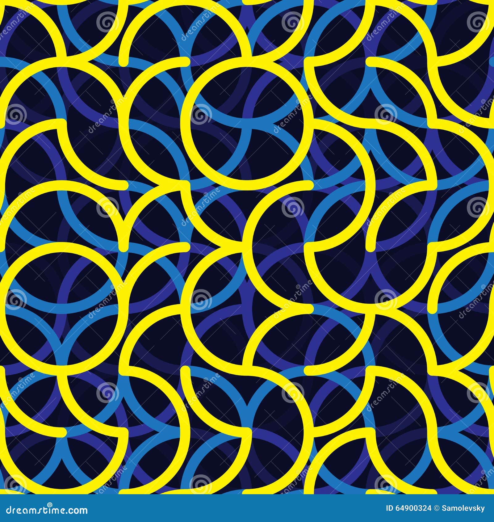  seamless blue yellow color iregular rounded arc lines geometric pattern