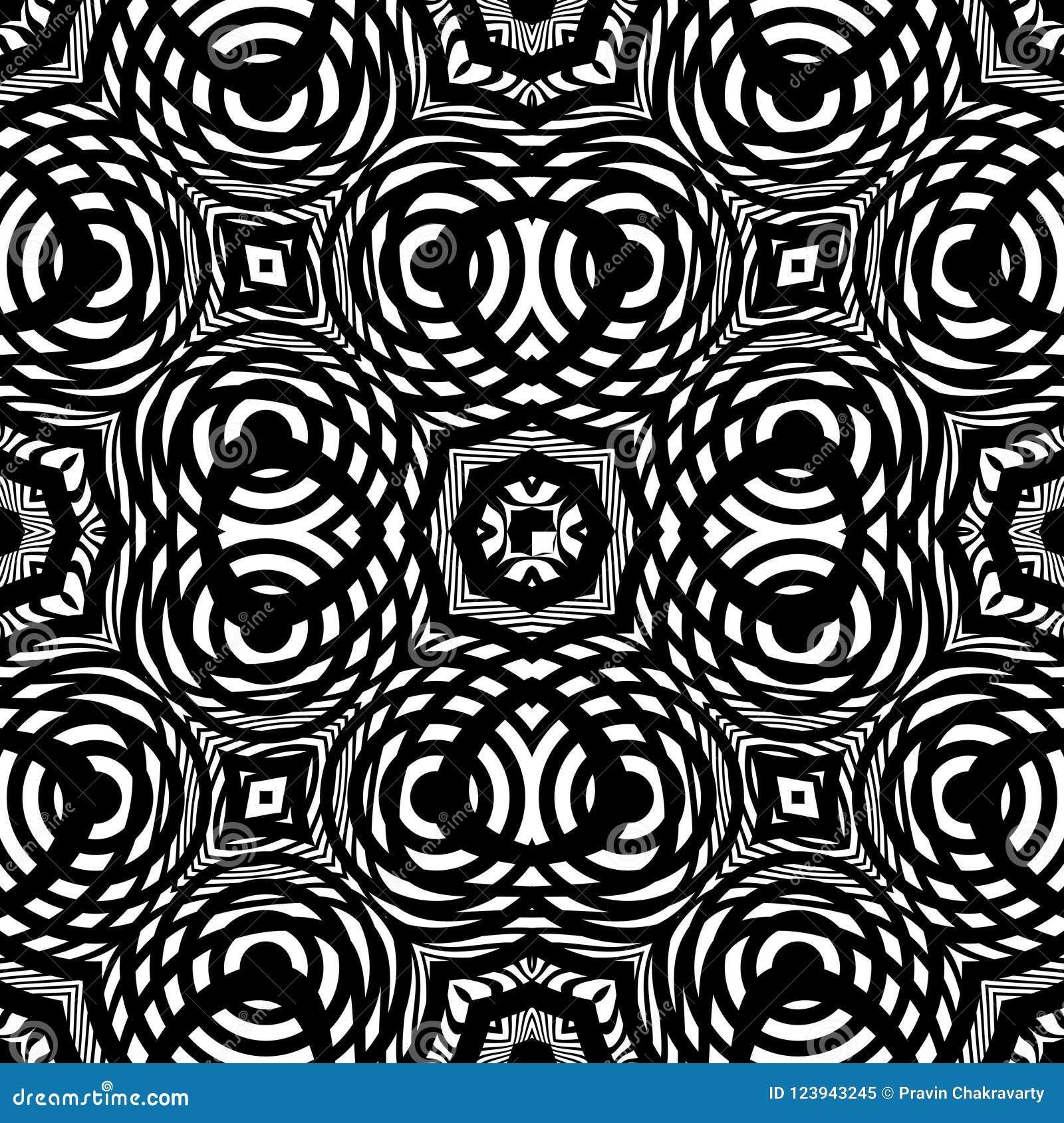 Vector Seamless Curve Pattern Black And White Abstract Background