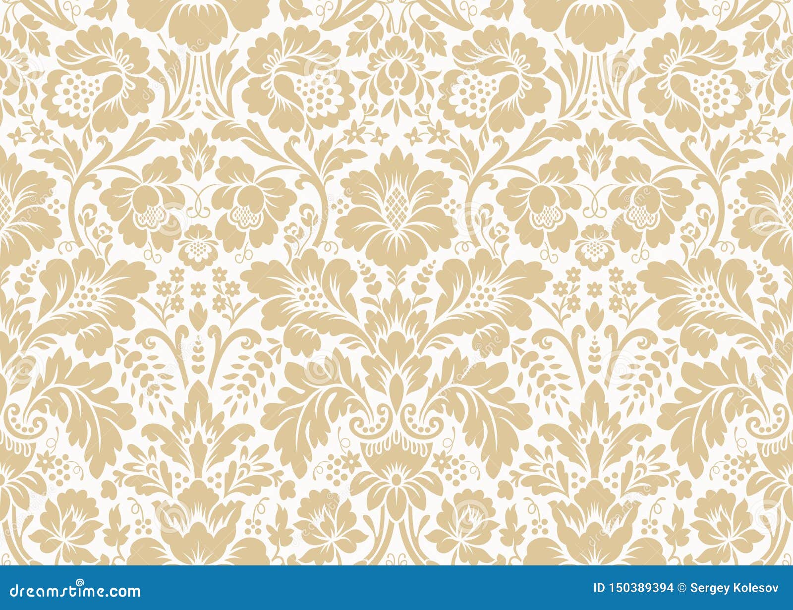 Vector Seamless Damask Gold Patterns. Rich Ornament, Old Damascus Style