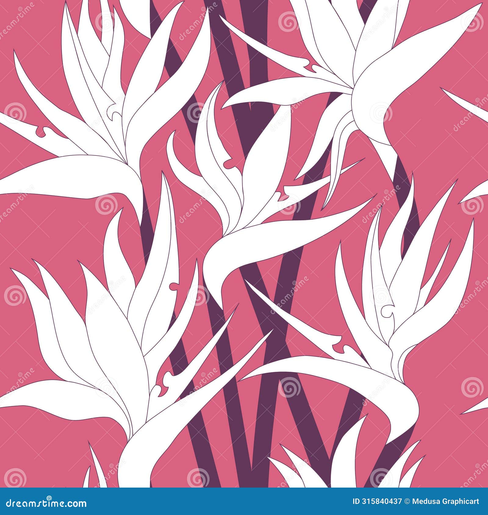  seamless floral pattern with herbaceous plant of strelitzia