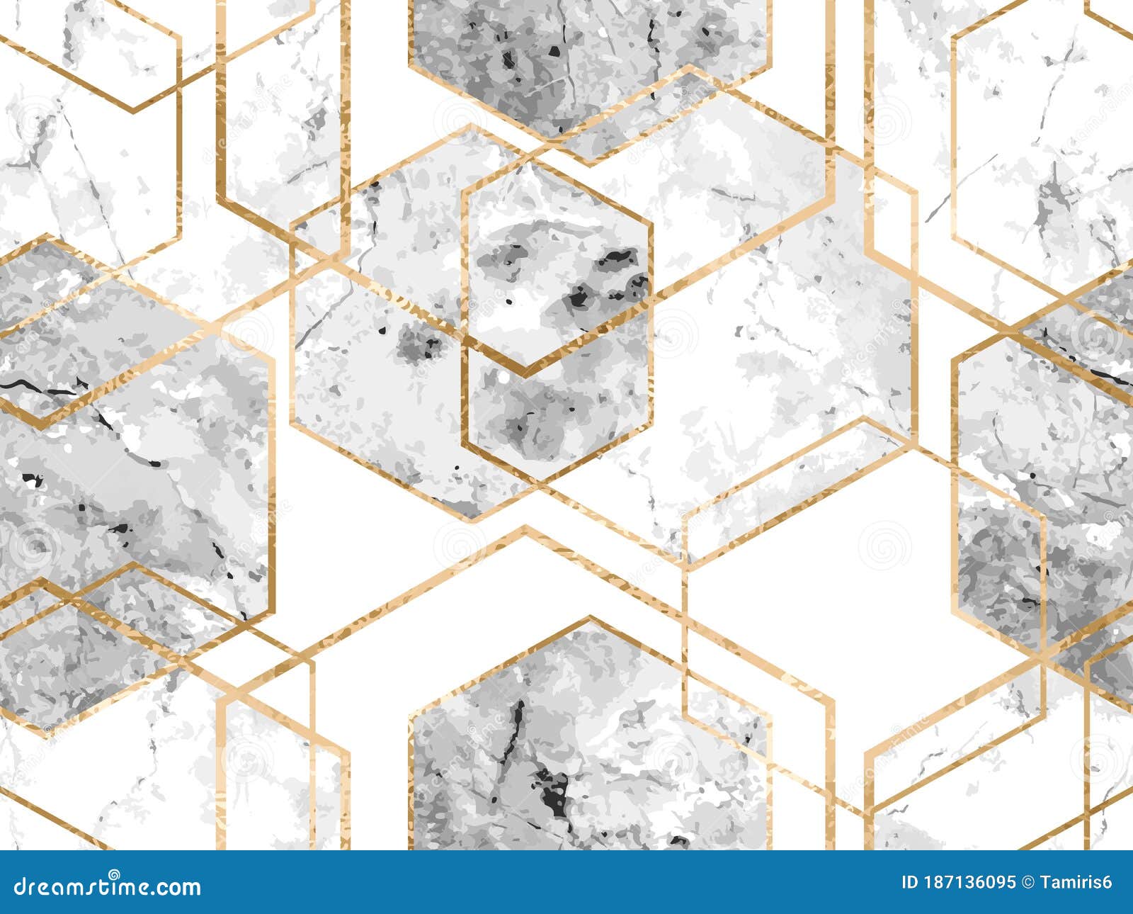 Hexagon Geometric Art Deco Lines (Warm Grey, 15 Pack 48"w x 7.5"h