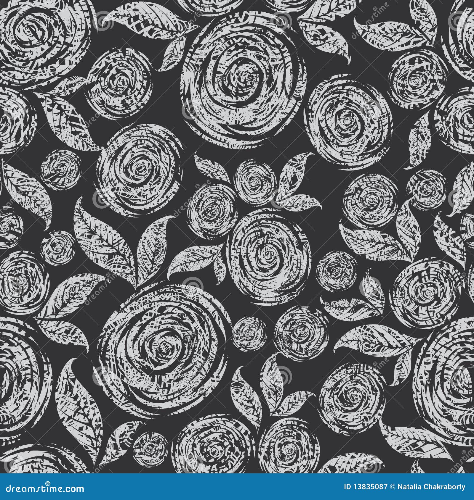 Vector Seamless Grunge Rose Pattern Stock Vector - Illustration of ...