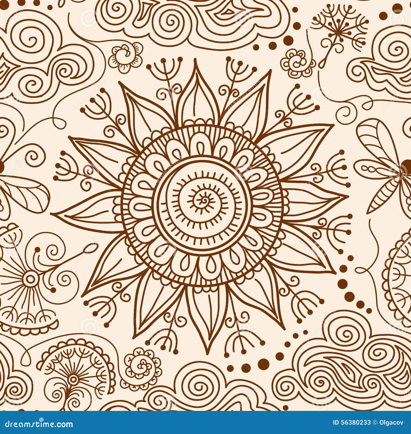  seamless henna mehndi doodle pattern