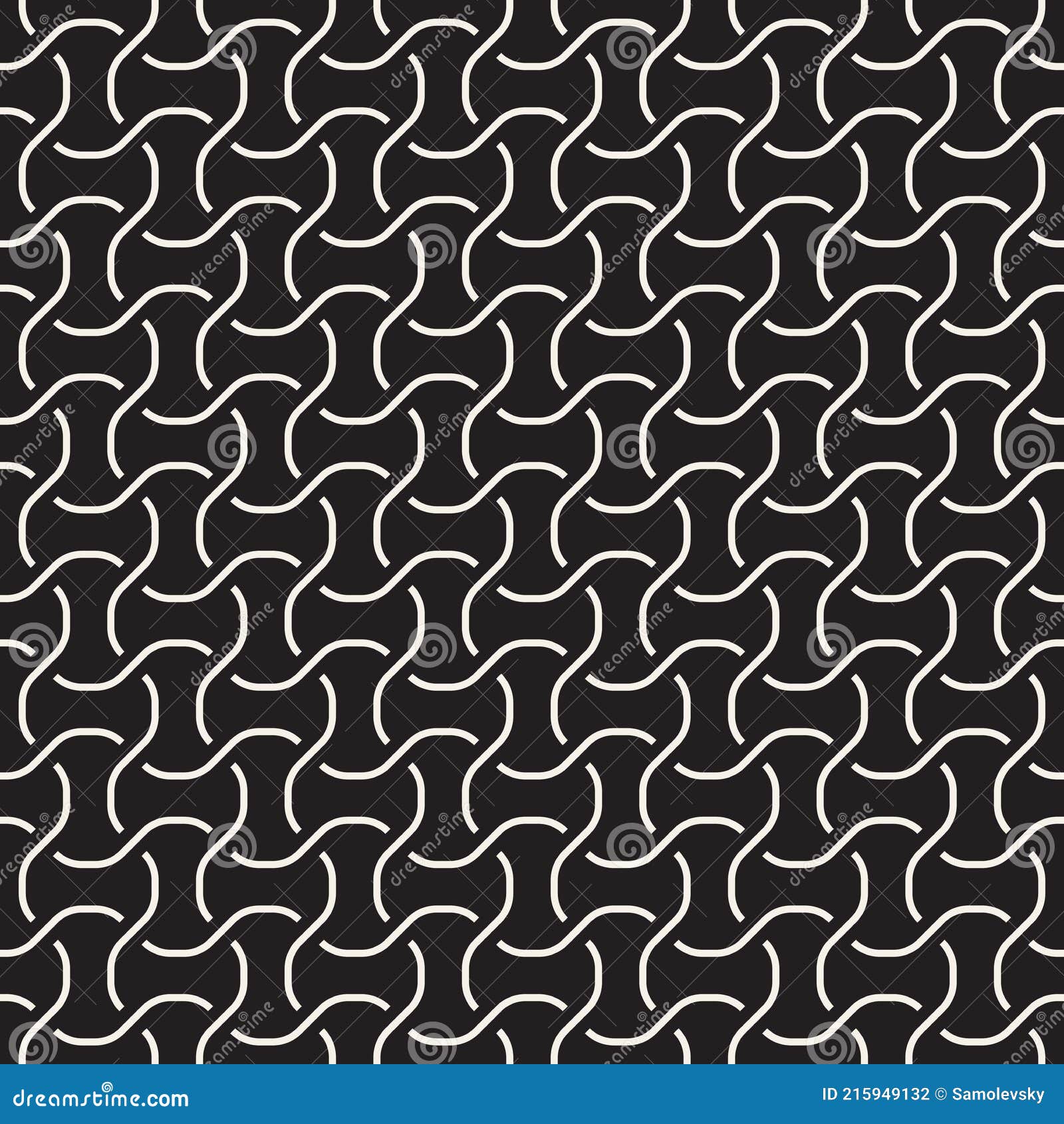 Vector Seamless Interlacing Lines Pattern. Simple Abstract Chain
