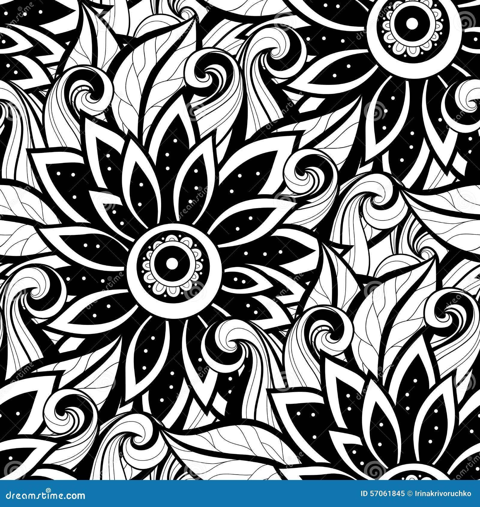  seamless monochrome floral pattern