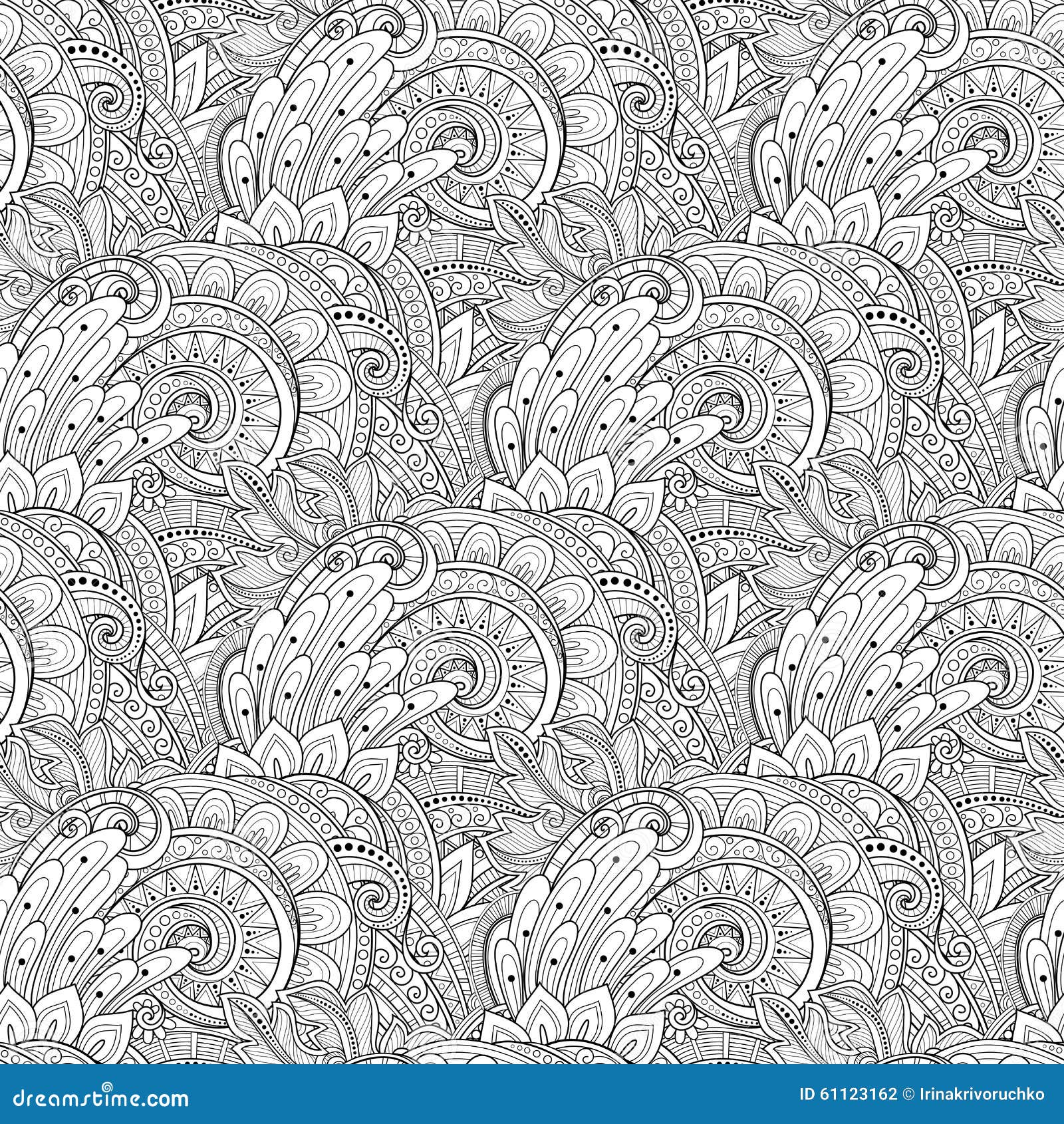 Vector Seamless Monochrome Floral Pattern Stock Vector - Illustration ...