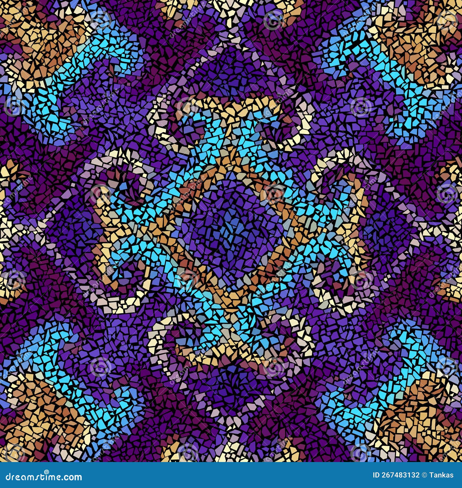 Vector Seamless Mosaic Art Pattern. Art Background. Stock Illustration