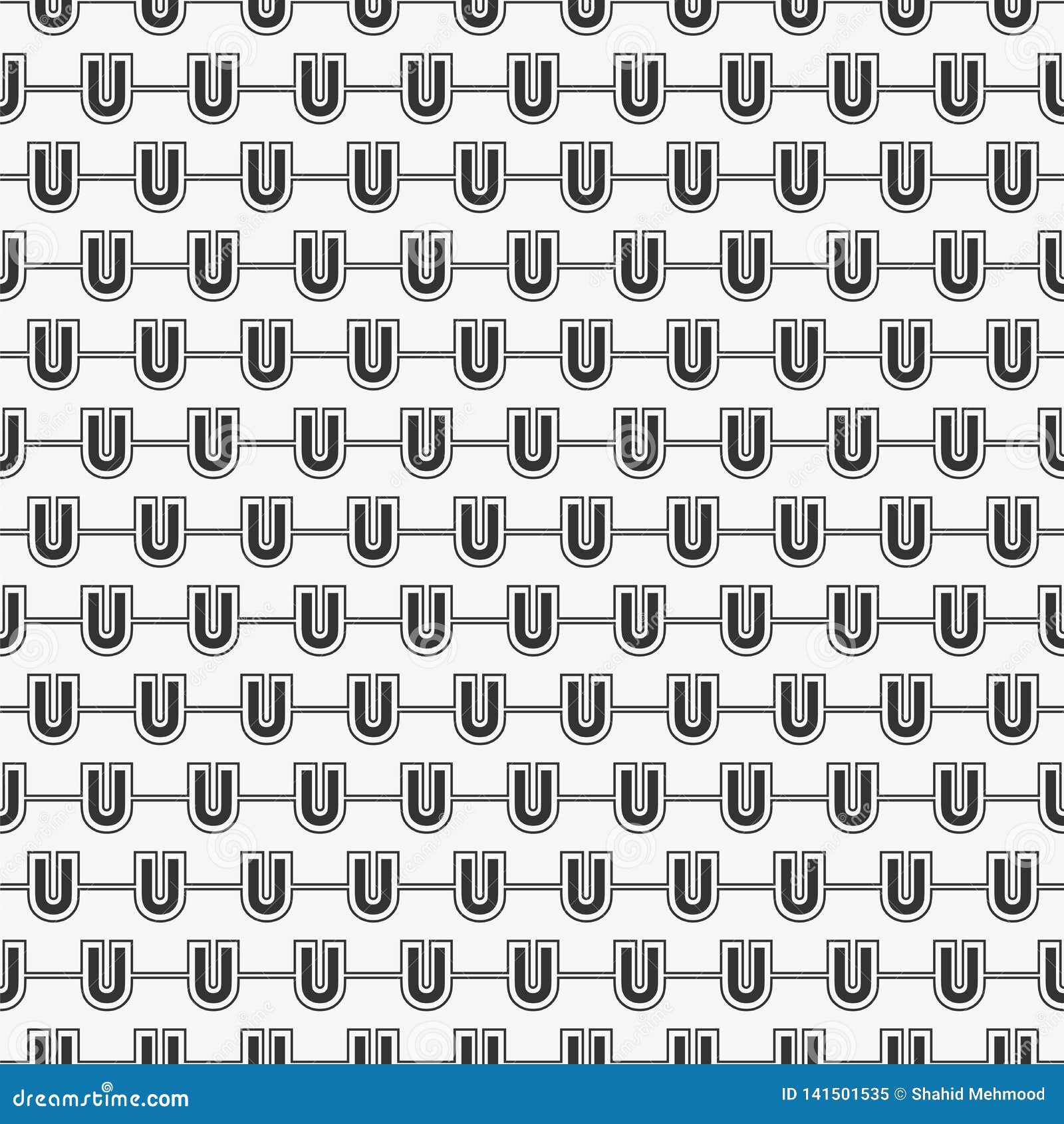 Vector Seamless Pattern of Alphabet Letter U Stock Vector
