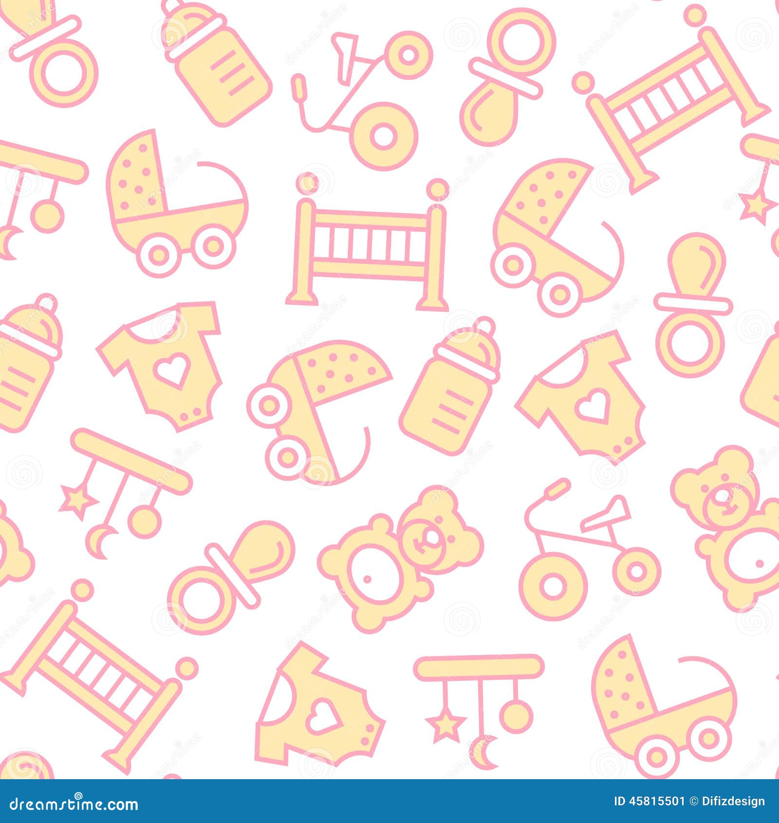 Download Vector Seamless Pattern With Baby Items Stock Illustration - Image: 45815501