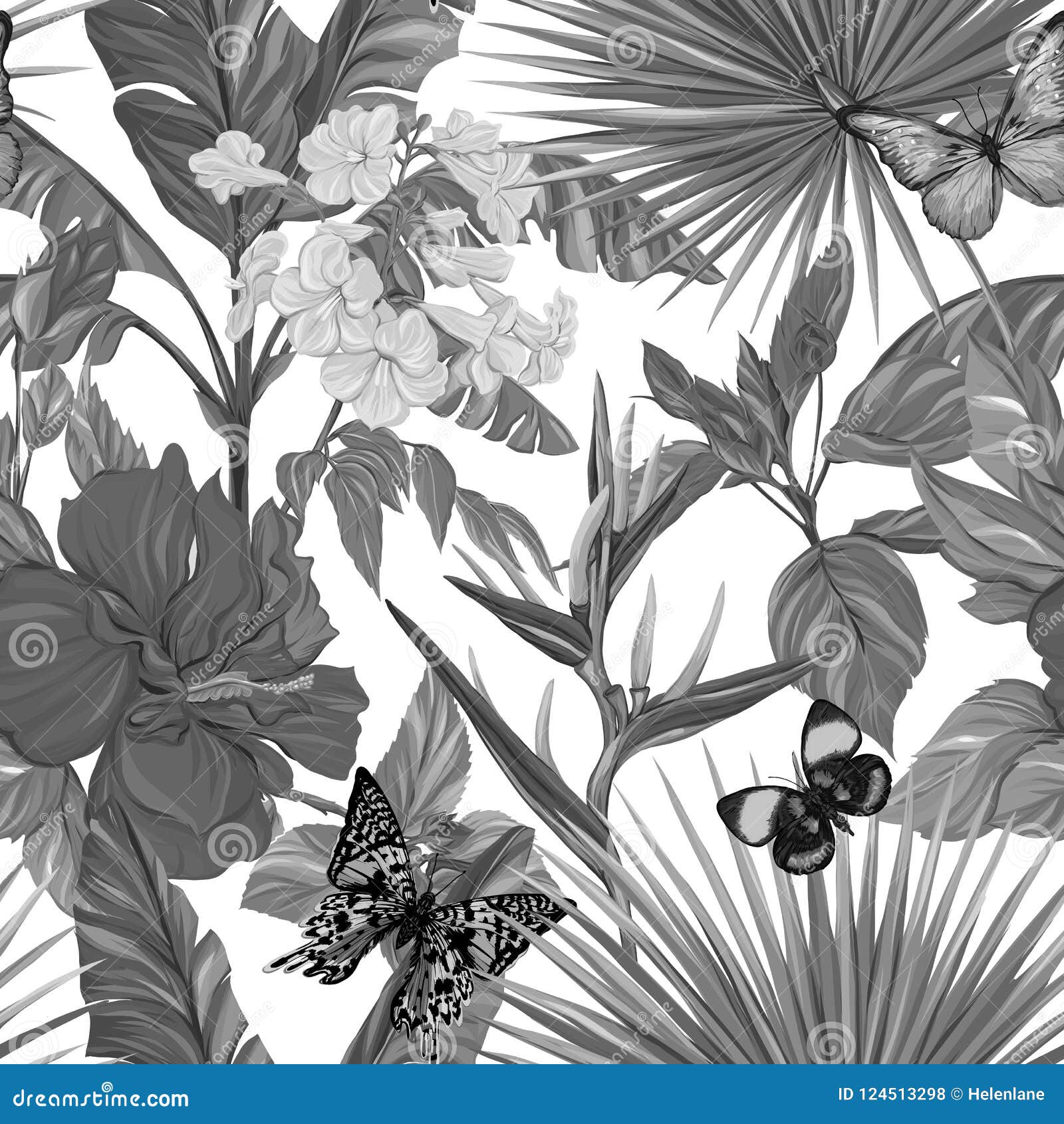 Vector Seamless Pattern Black And White Background With