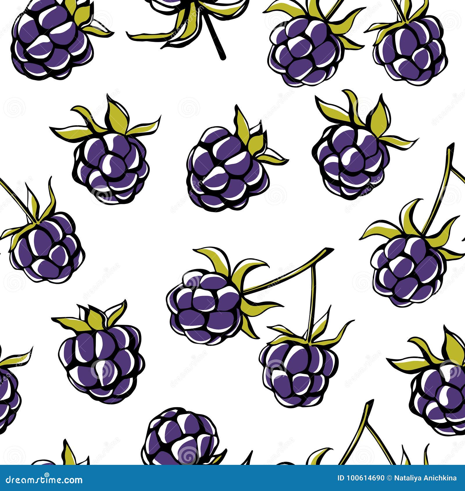 Vector Seamless Pattern with Blackberry Stock Vector Illustration of