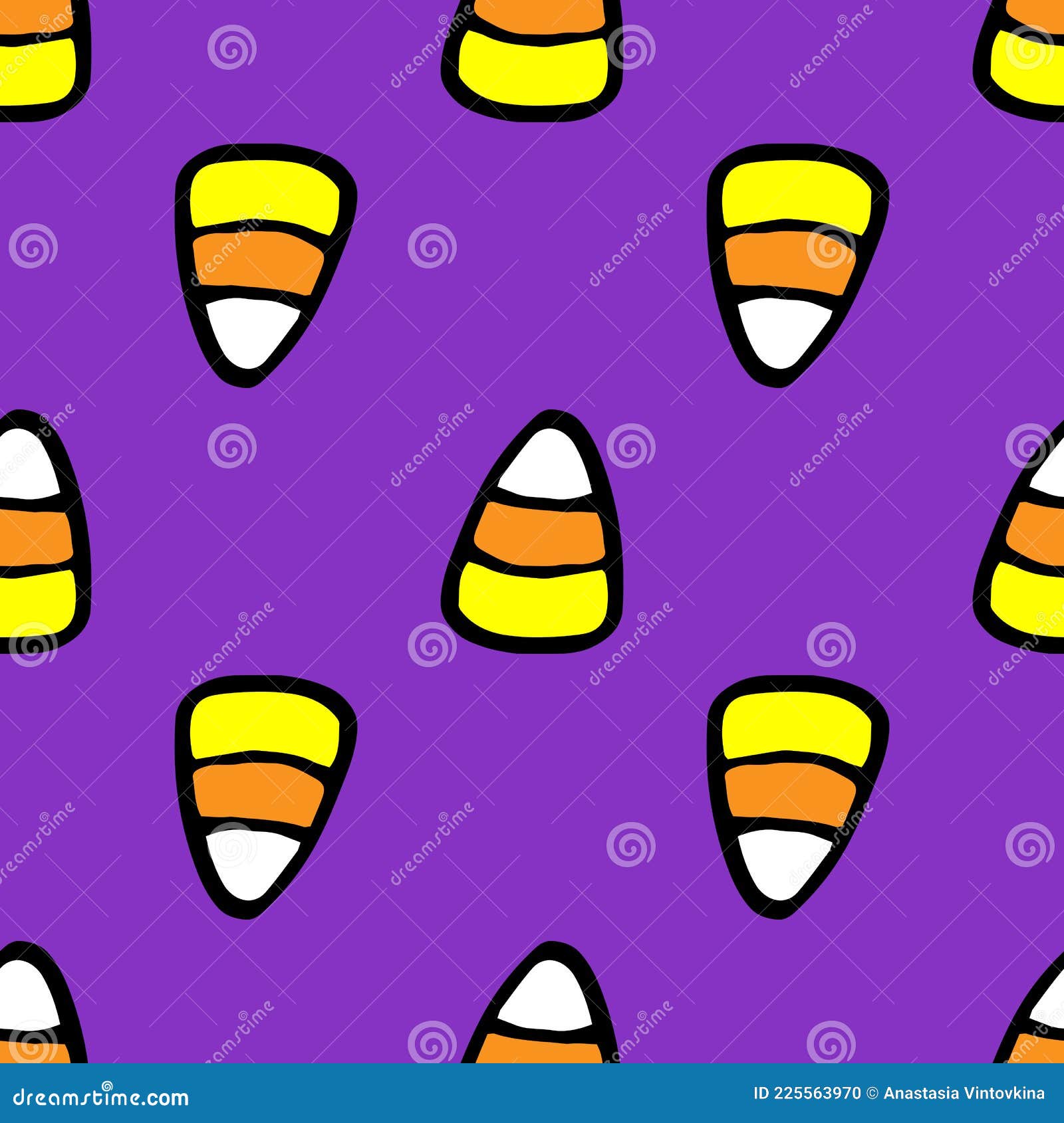 Vector Seamless Pattern of CANDY CORN on a Purple Background a Pattern