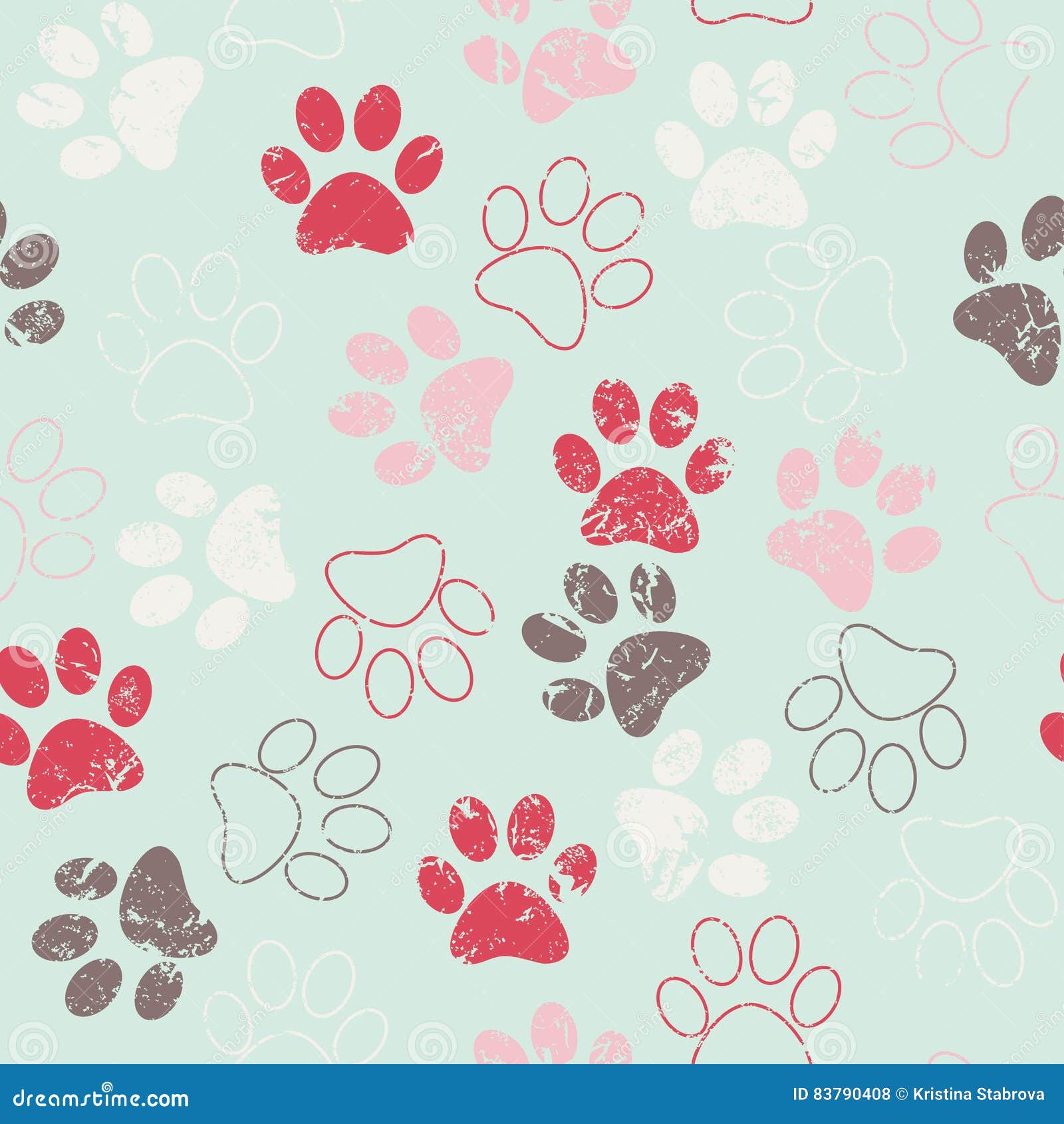 Vector Seamless Pattern  With Cat  Or Dog Footprints Cute 