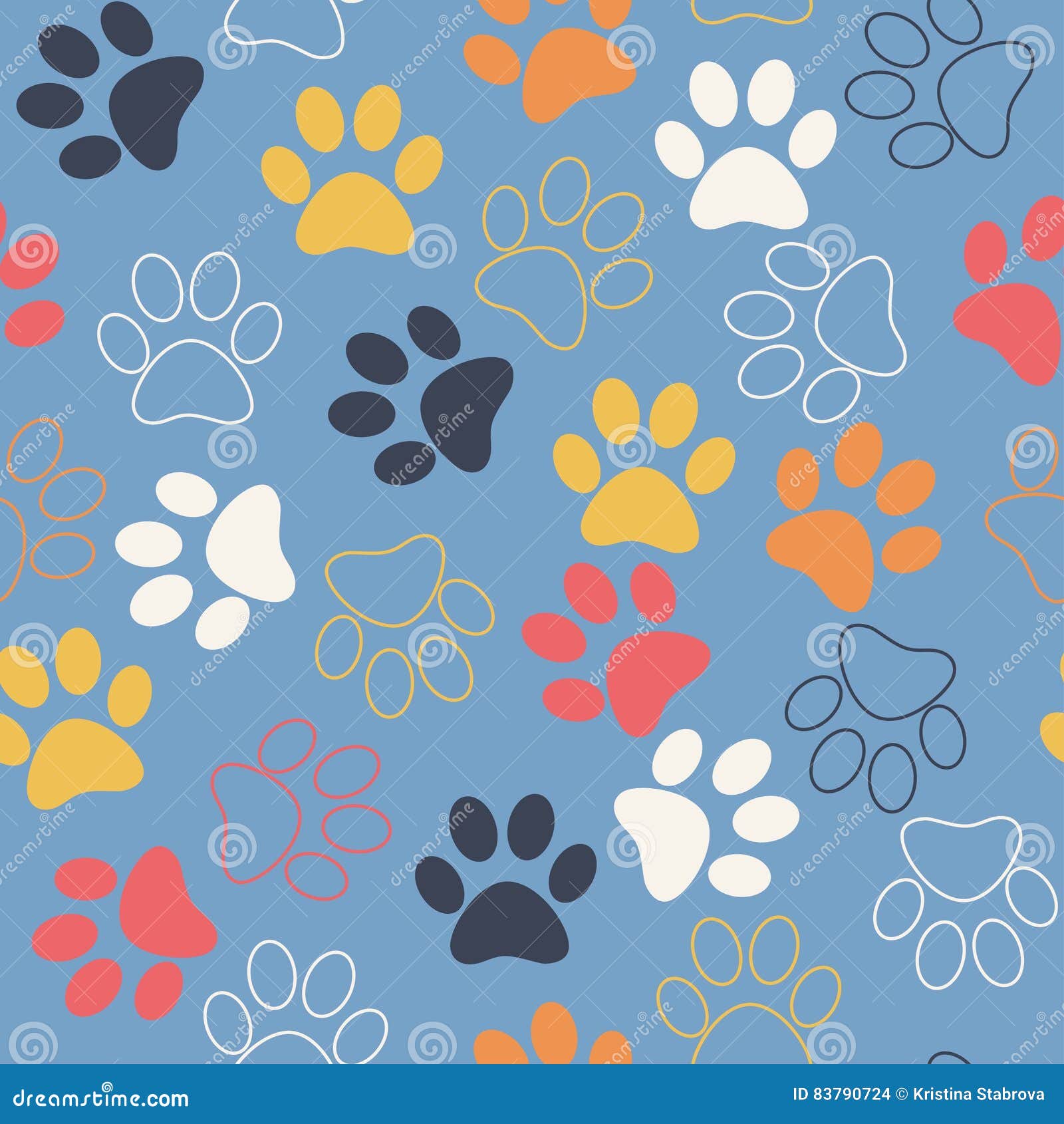 Vector Seamless Pattern  With Cat  Or Dog Footprints Cute 